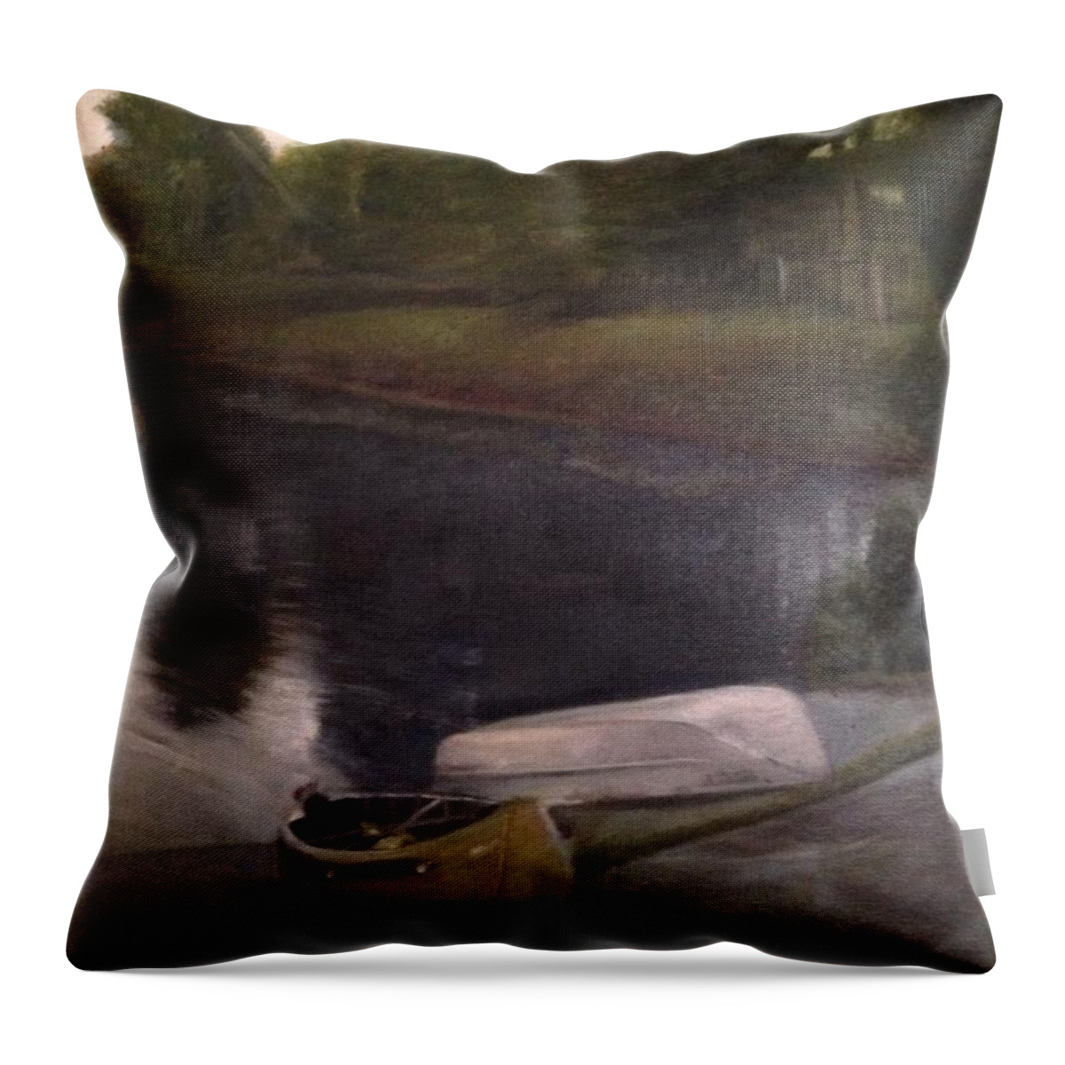 Moose River Throw Pillow featuring the painting Lyons Falls - Moose River by Sheila Mashaw