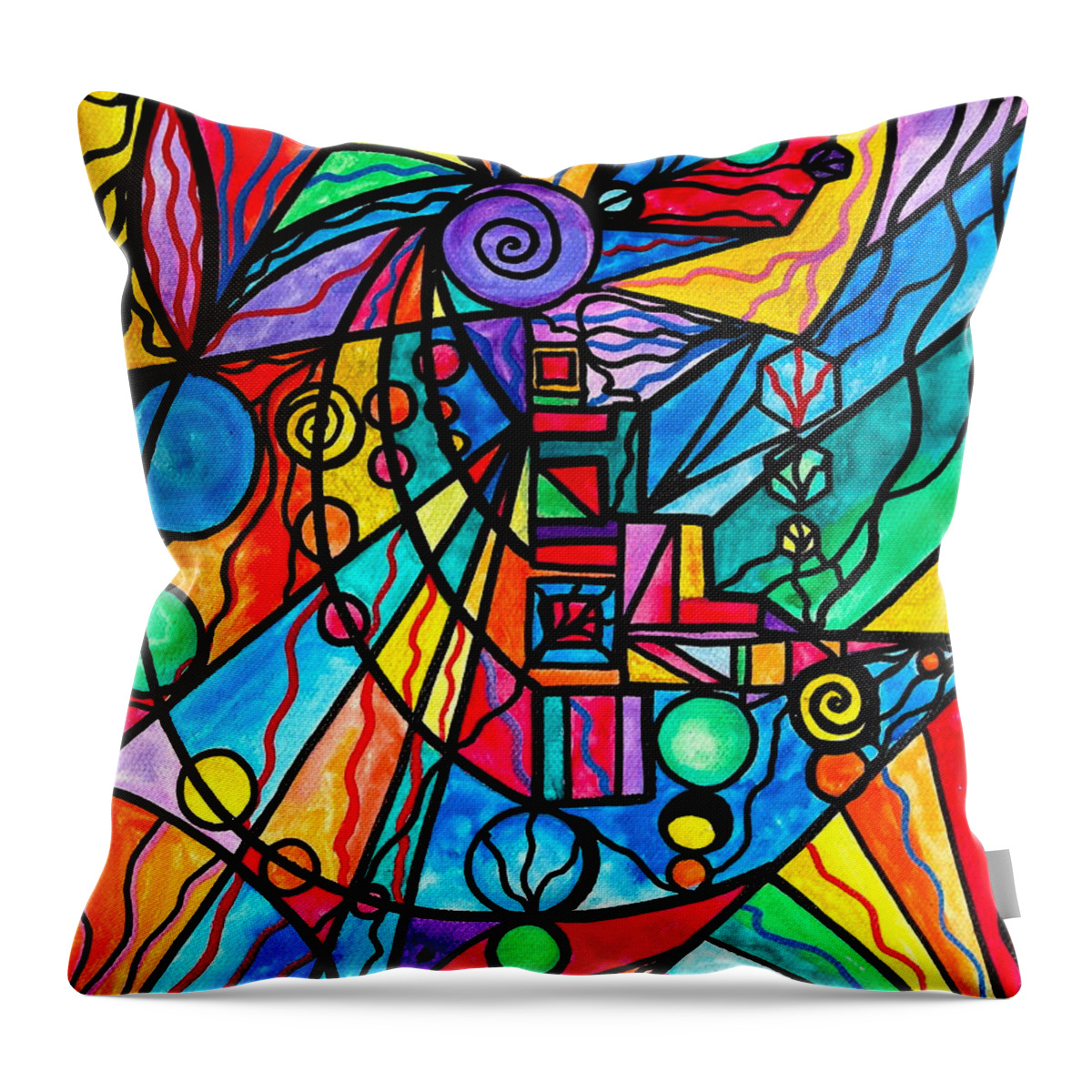 Frequency Painting Throw Pillow featuring the painting Lyra by Teal Eye Print Store