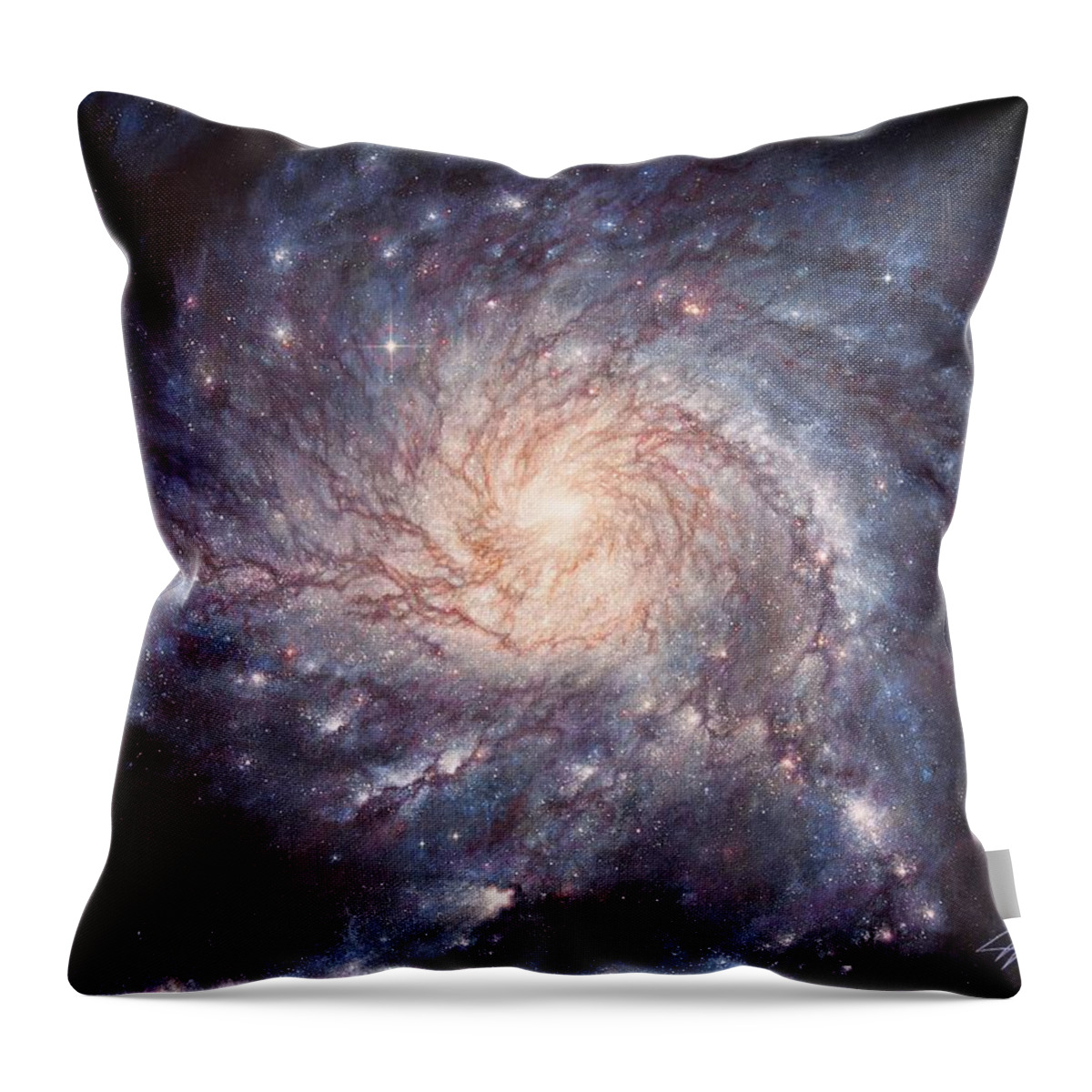 Galaxy Throw Pillow featuring the painting M101 Pinwheel Galaxy by Lucy West