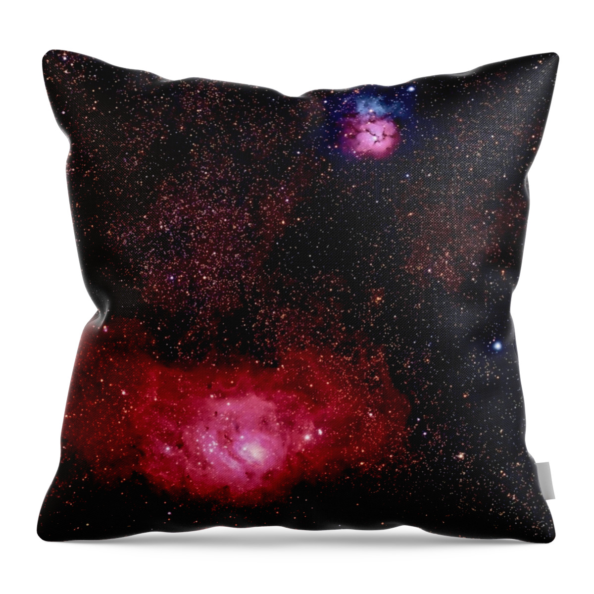 New Mexico Throw Pillow featuring the photograph M8 The Lagoon Nebula And M20 The Trifid by A. V. Ley