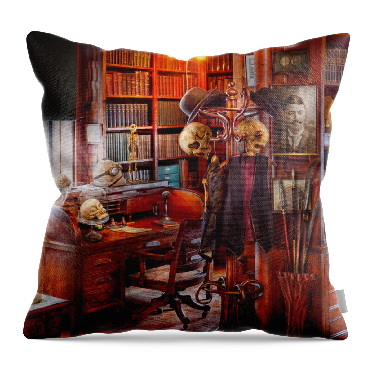 Headhunter Throw Pillow featuring the photograph Macabre - In the Headhunters study by Mike Savad