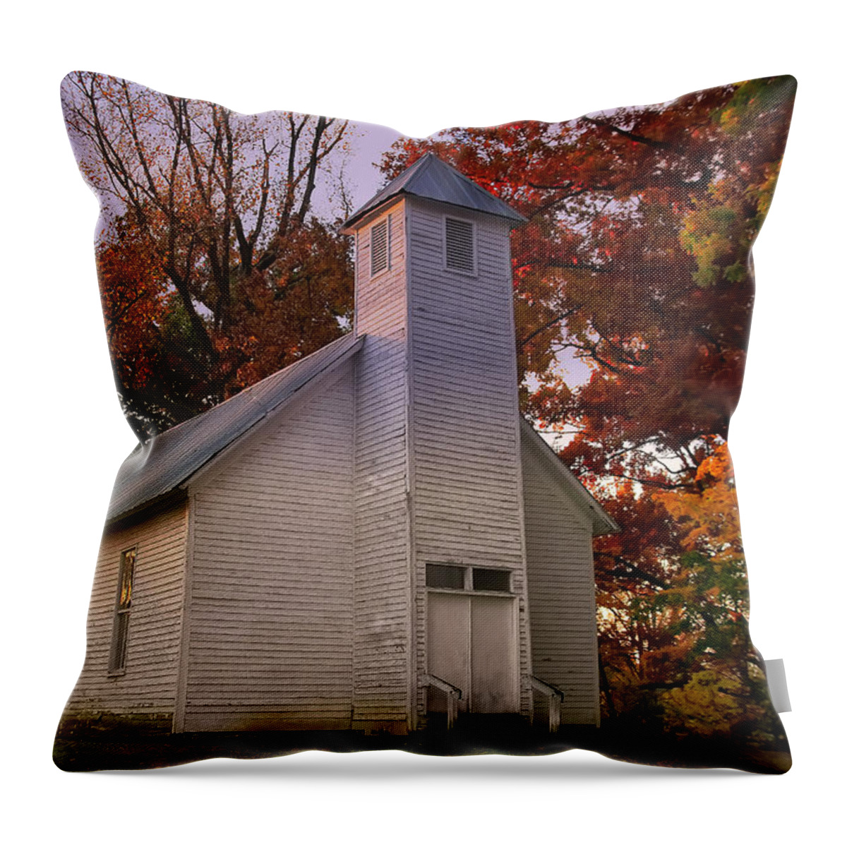 Landscape Throw Pillow featuring the photograph First Sight of Freedom - Macedonia Missionary Baptist Church by Flees Photos
