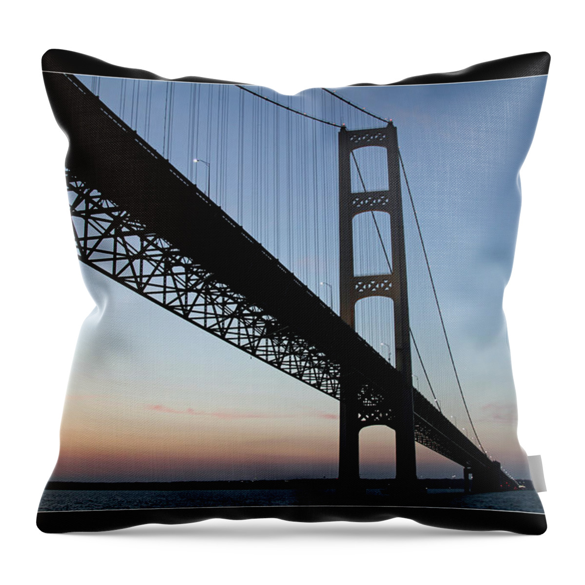 Bridge Throw Pillow featuring the photograph Mackinac Bridge at sunset by Jackson Pearson