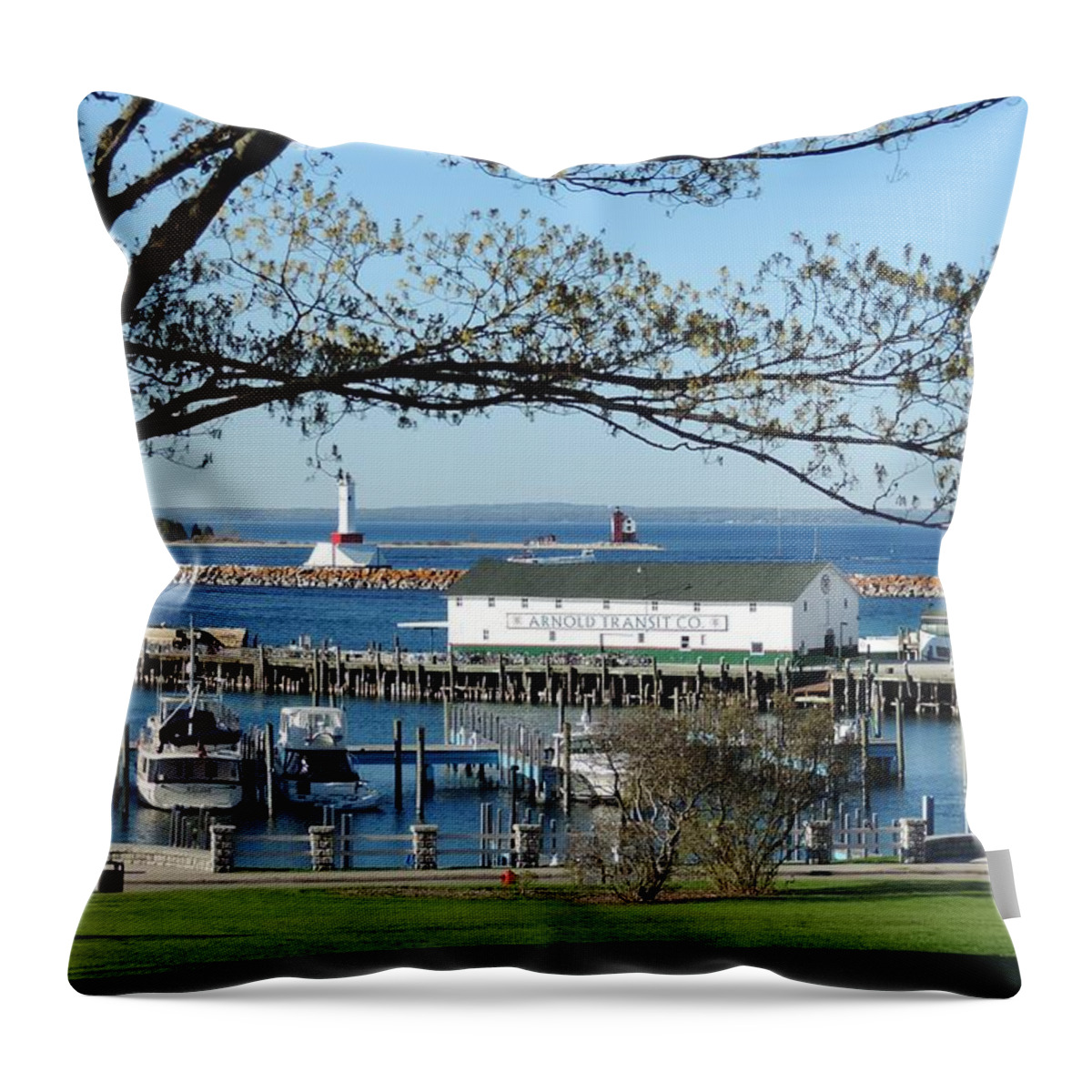 Mackinac Island Throw Pillow featuring the photograph Mackinac Island Harbor by Keith Stokes