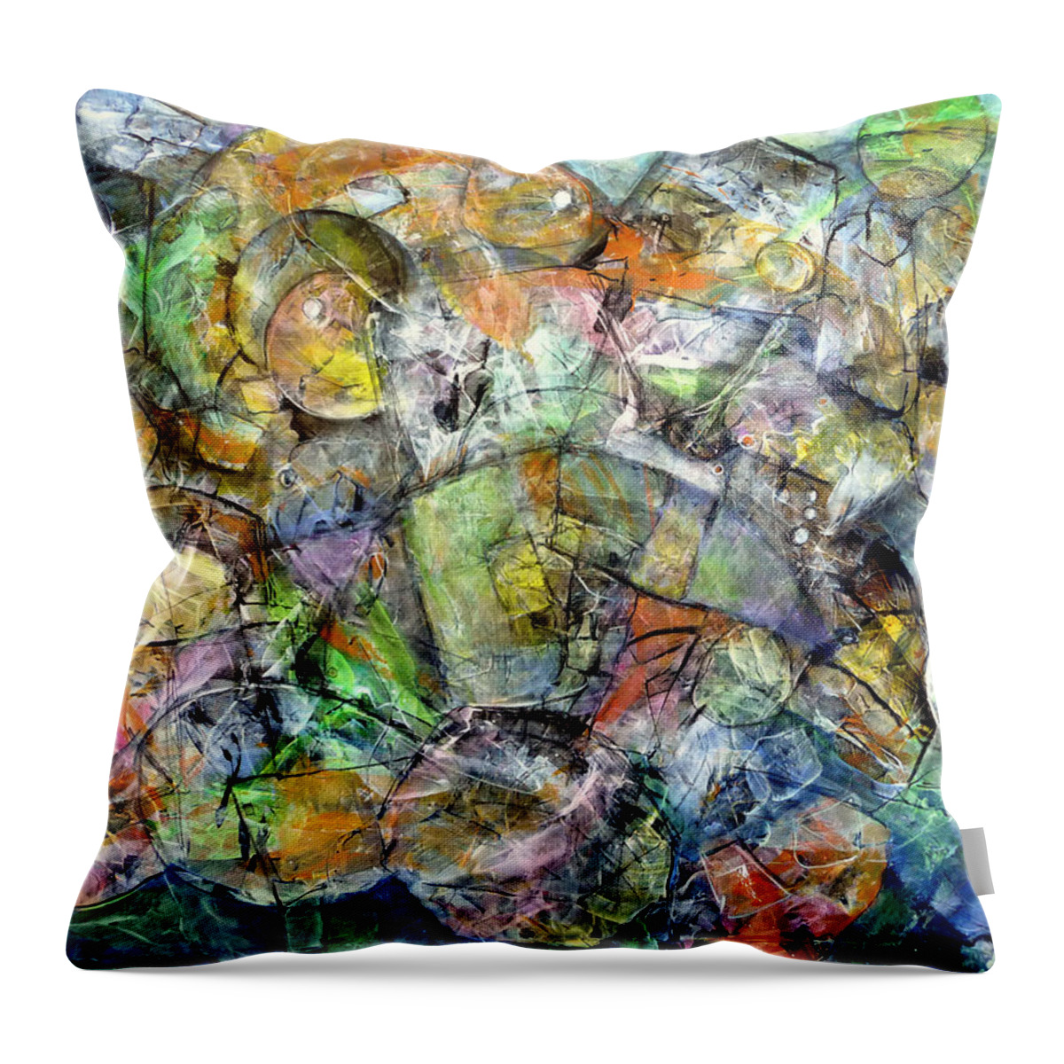Abstract Throw Pillow featuring the painting Flotsam 2 by Jim Whalen
