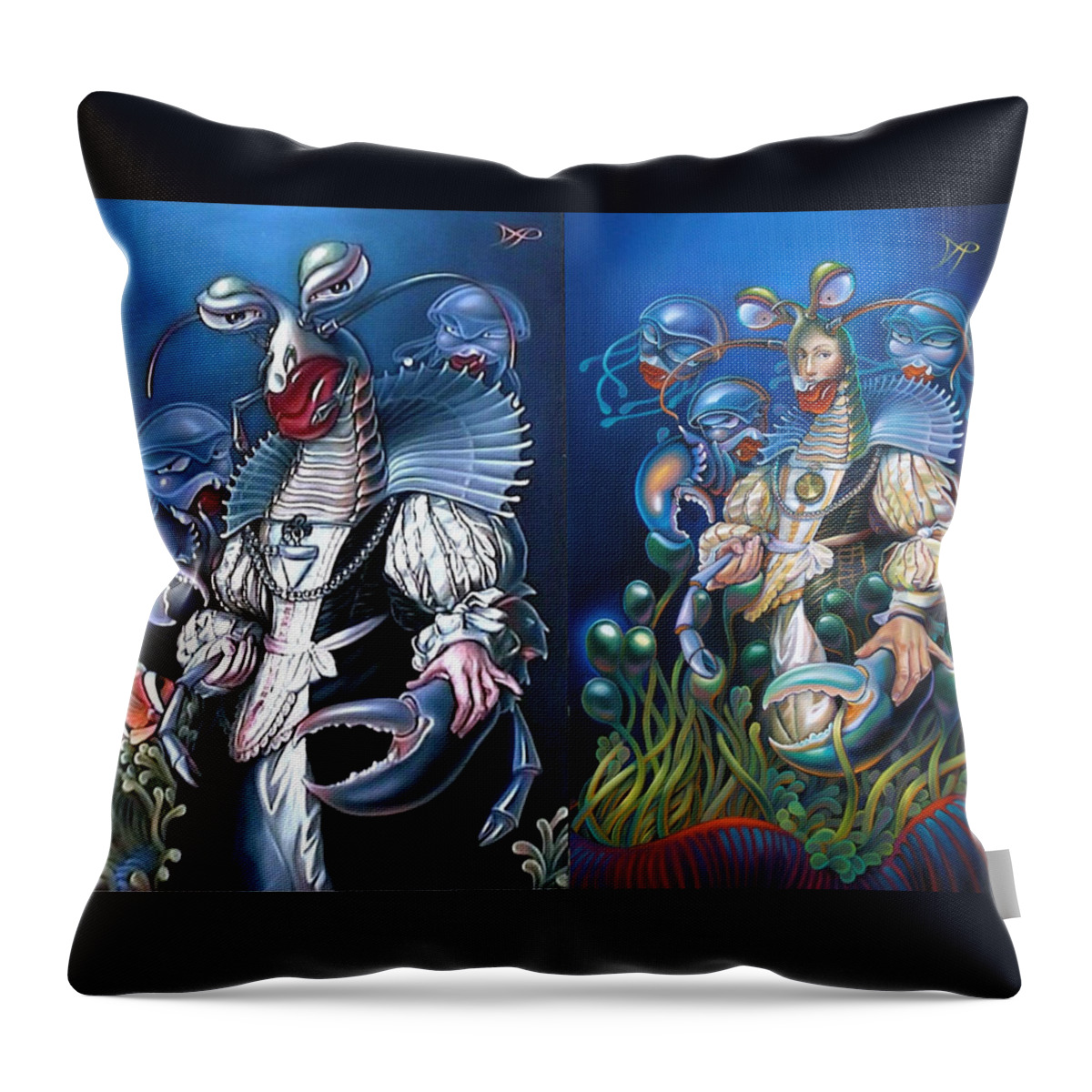 Lobster Throw Pillow featuring the painting Madame Clawdia Redux by Patrick Anthony Pierson