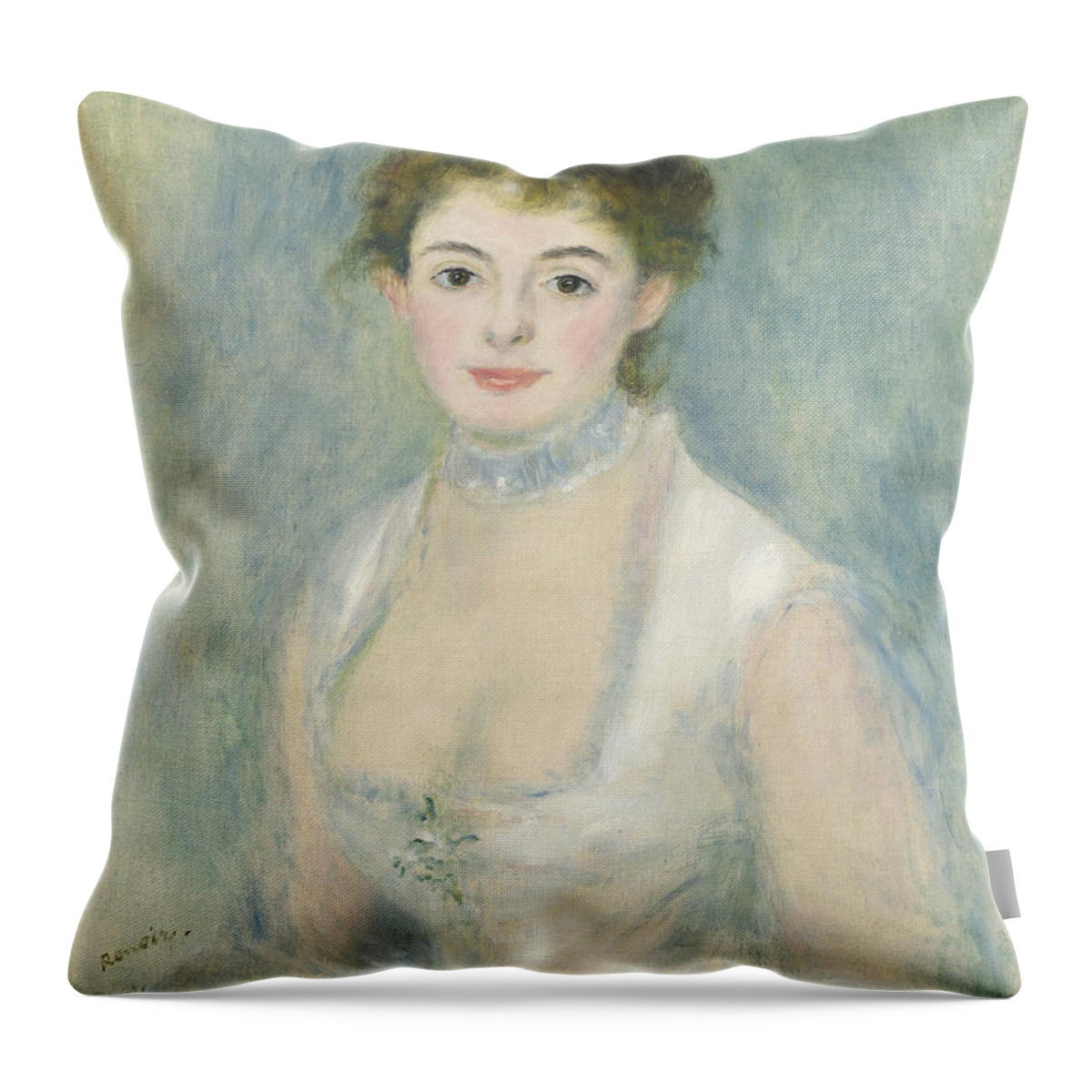 Renoir Throw Pillow featuring the painting Madame Henriot by Auguste Renoir