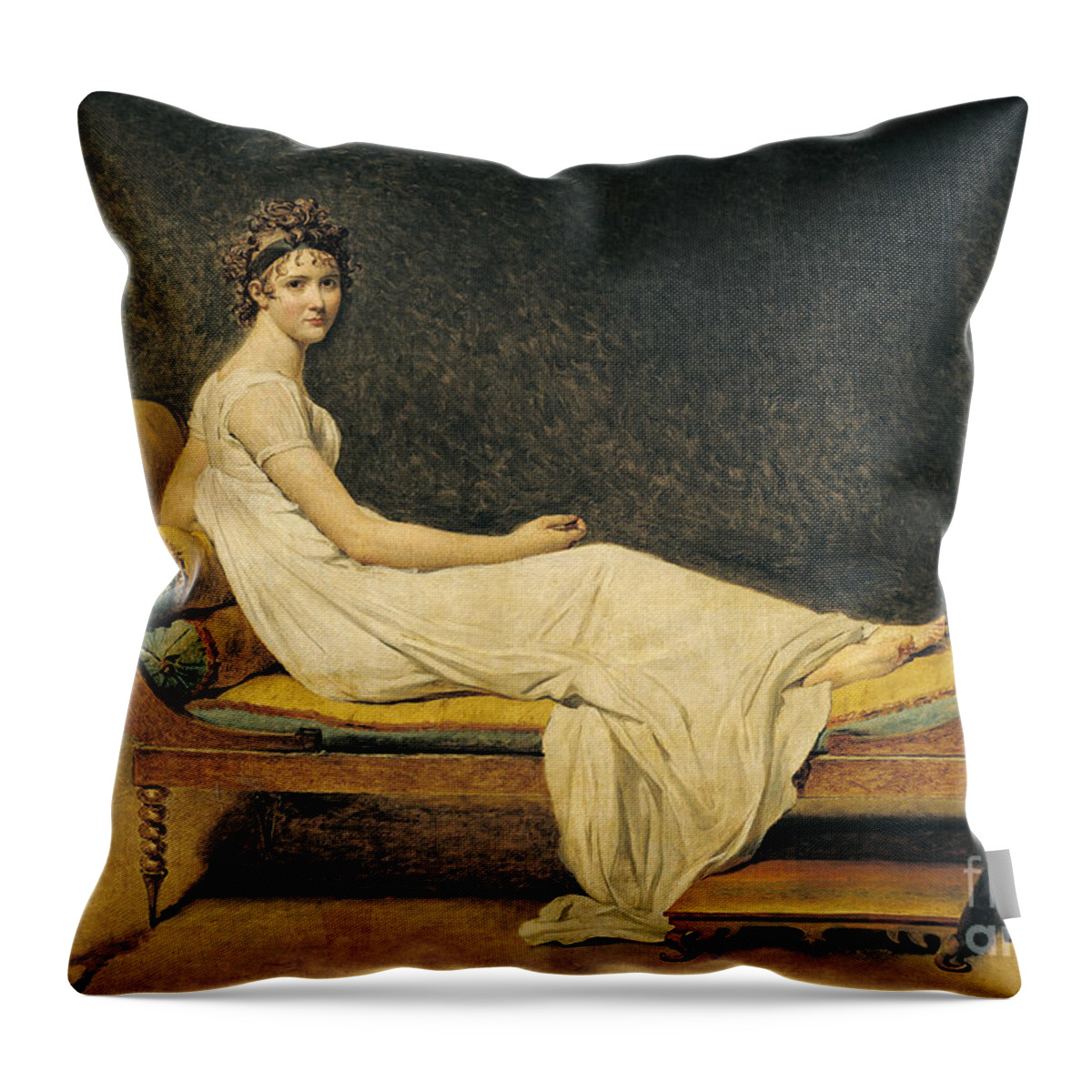 Portrait Throw Pillow featuring the painting Madame Recamier by Jacques Louis David