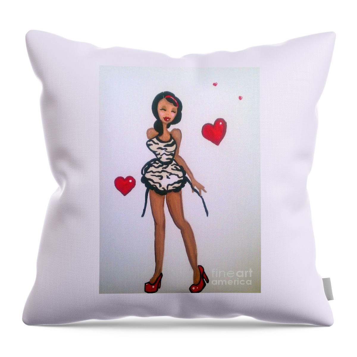 Marisela Mungia Throw Pillow featuring the painting Made withLove by Marisela Mungia