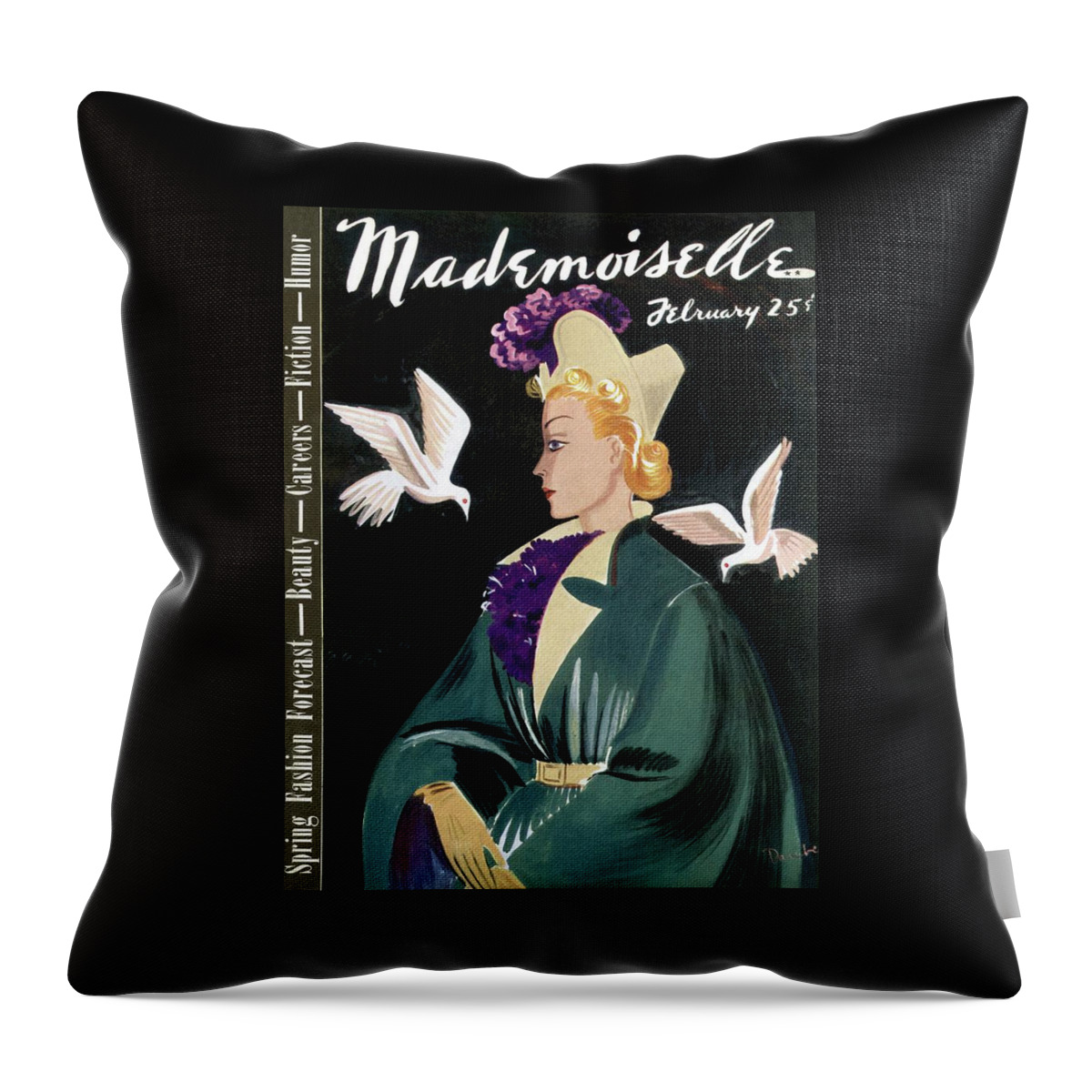 Mademoiselle Cover Featuring A Model In A Green Throw Pillow
