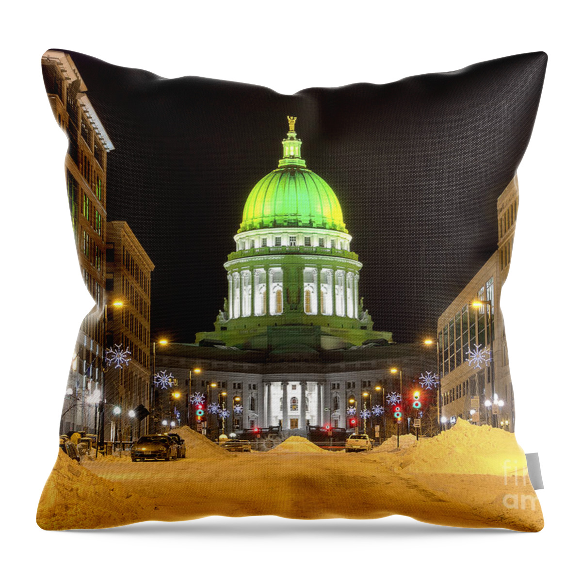Capitol Throw Pillow featuring the photograph Madison Capitol by Steven Ralser