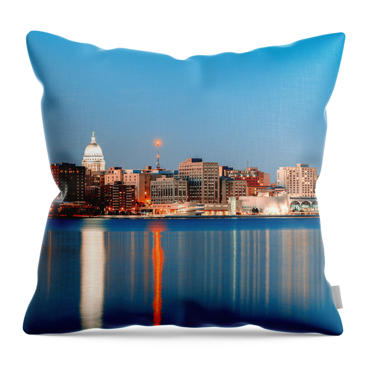 Madison Throw Pillow featuring the photograph Madison Skyline by Todd Klassy