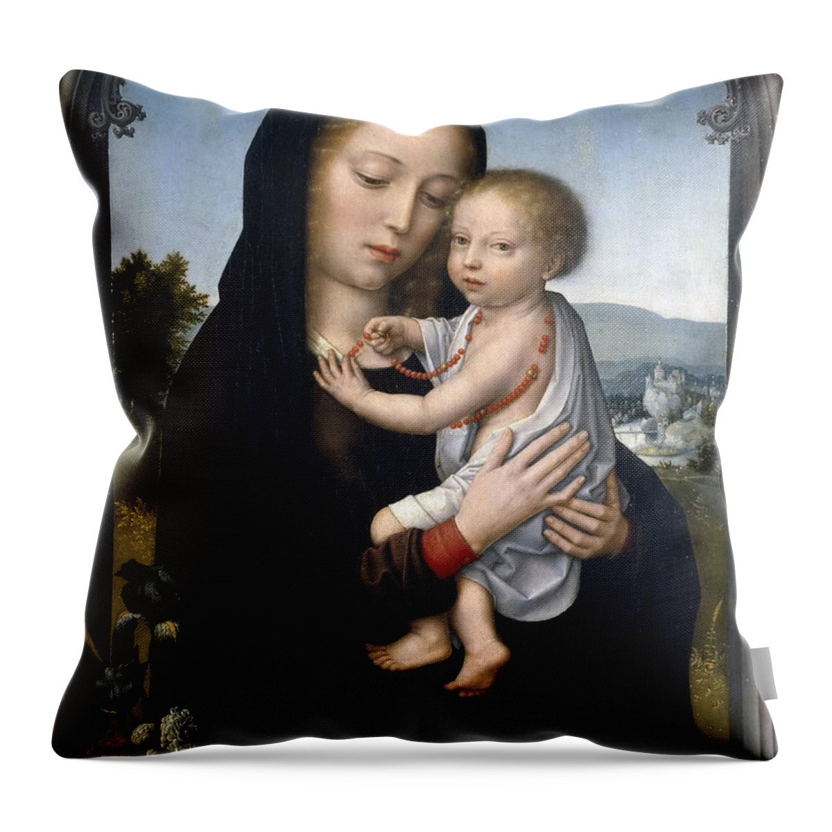 Gerard David Throw Pillow featuring the painting Madonna and Child by Gerard David