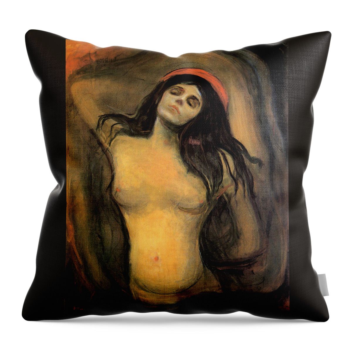 Munch Throw Pillow featuring the painting Madonna by Pam Neilands