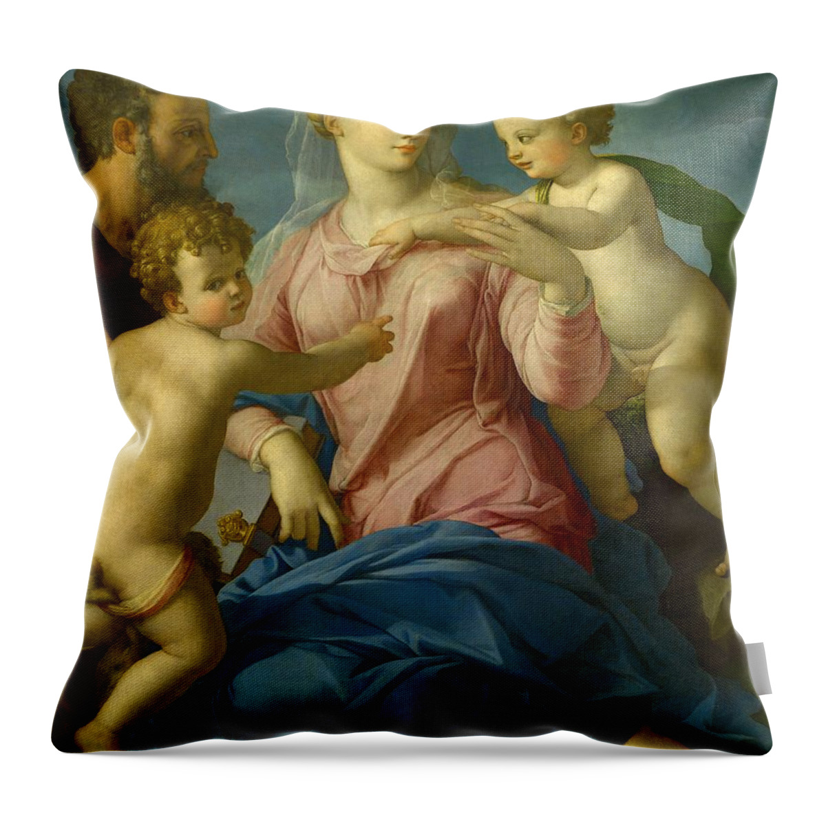 Cinquecento Throw Pillow featuring the painting Madonna Stroganoff by Agnolo Bronzino