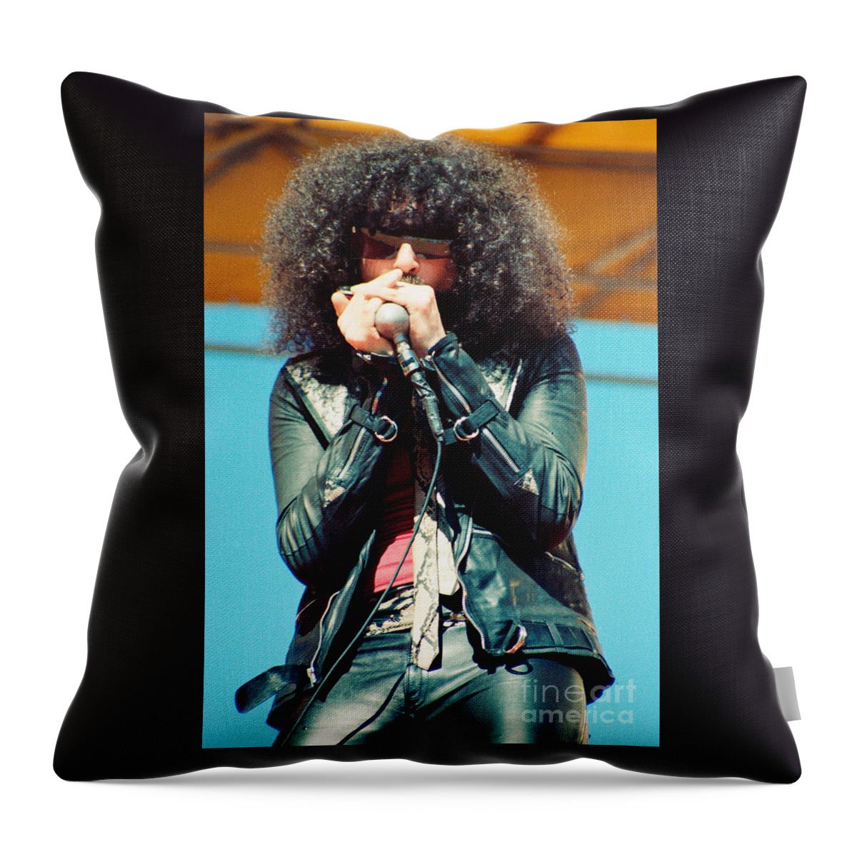 Magic Dick Throw Pillow featuring the photograph Magic Dick from J Geils Band - Day on the Green July 4th 1979 by Daniel Larsen