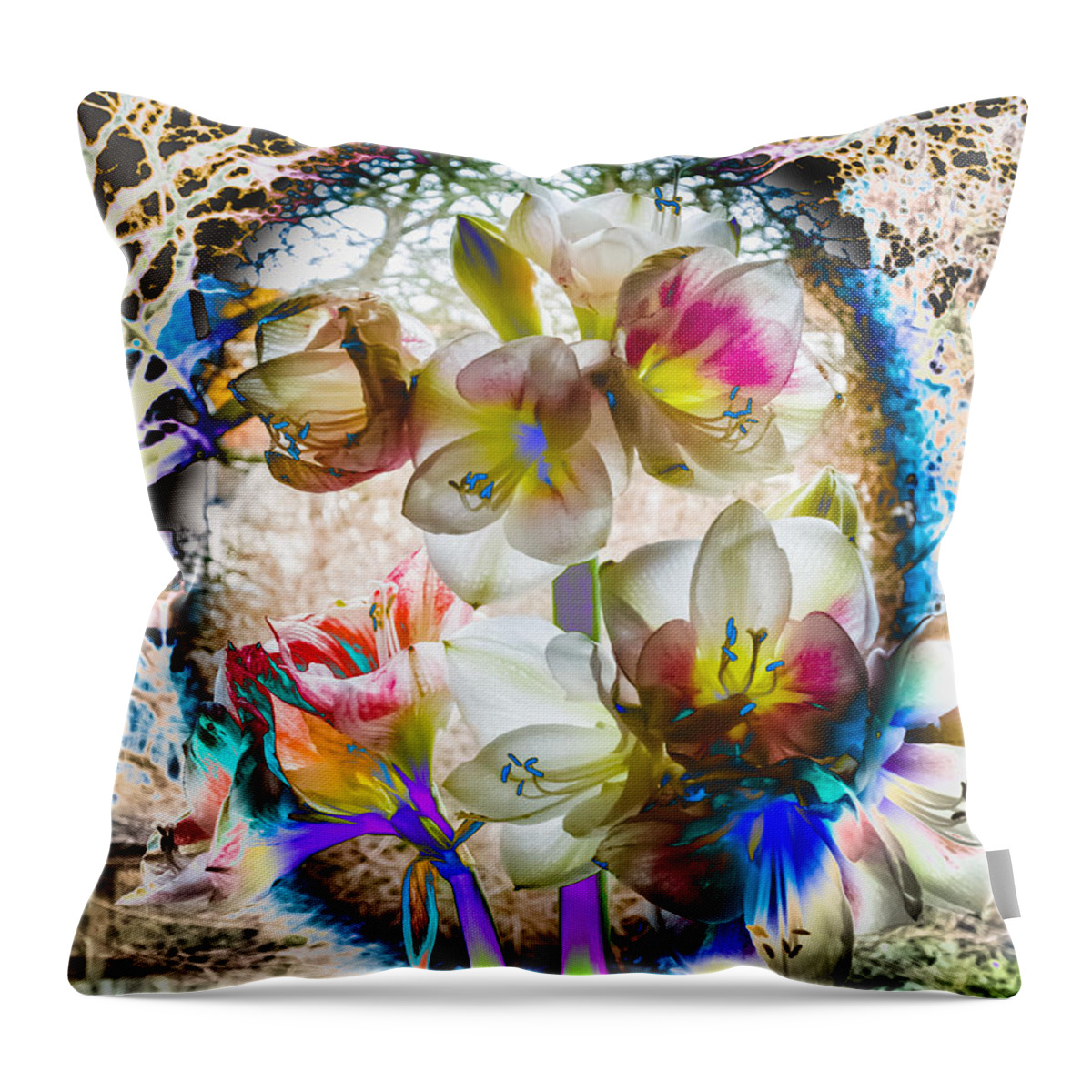 Amaryllis Throw Pillow featuring the photograph Magic flowering by Casper Cammeraat