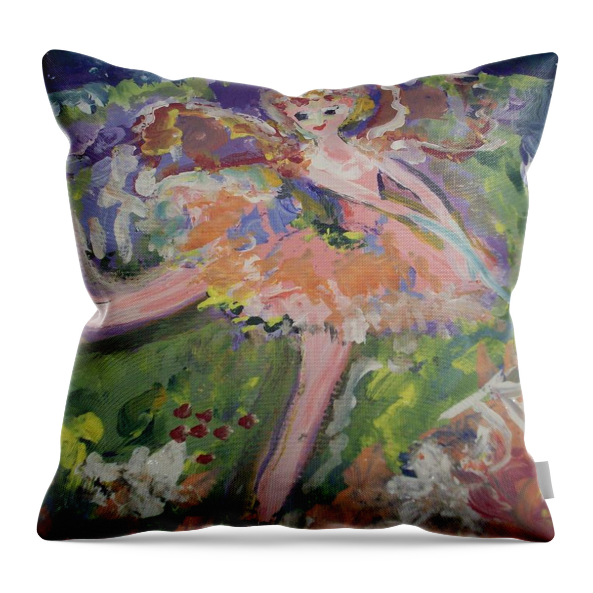 Magic Throw Pillow featuring the painting Magical Maggie the fairy by Judith Desrosiers