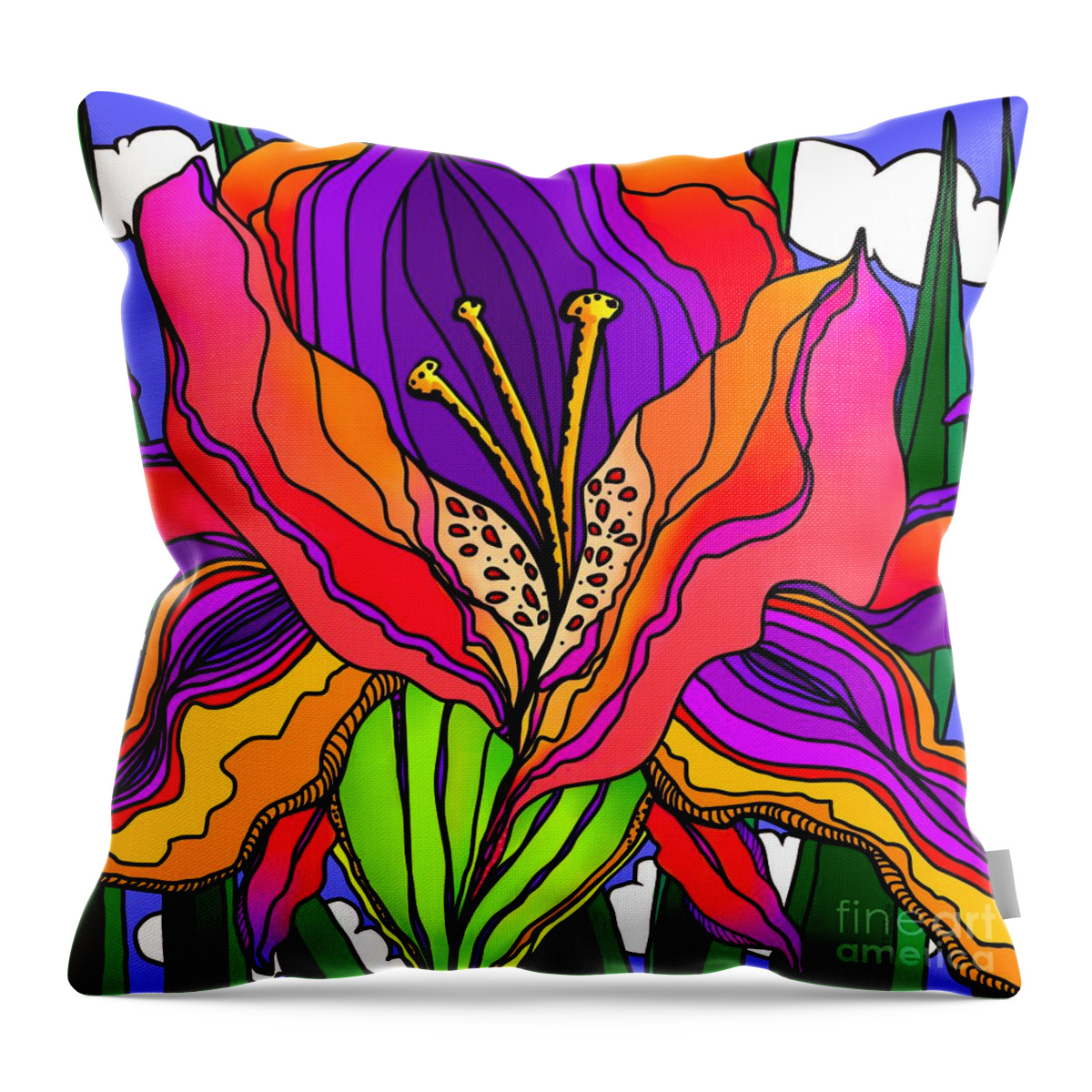 Floral Throw Pillow featuring the digital art Magical Mystery Garden by Mary Eichert