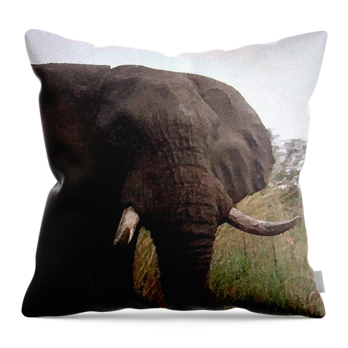 Africa Throw Pillow featuring the painting Magnificent One by George Pedro