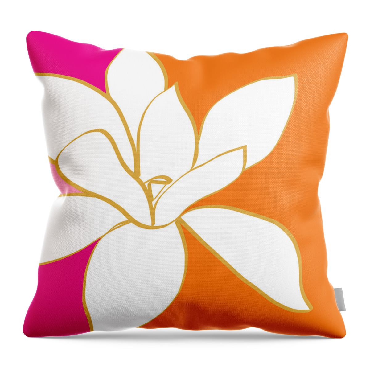 Magnolia Throw Pillow featuring the painting Magnolia 3- colorful flower art by Linda Woods