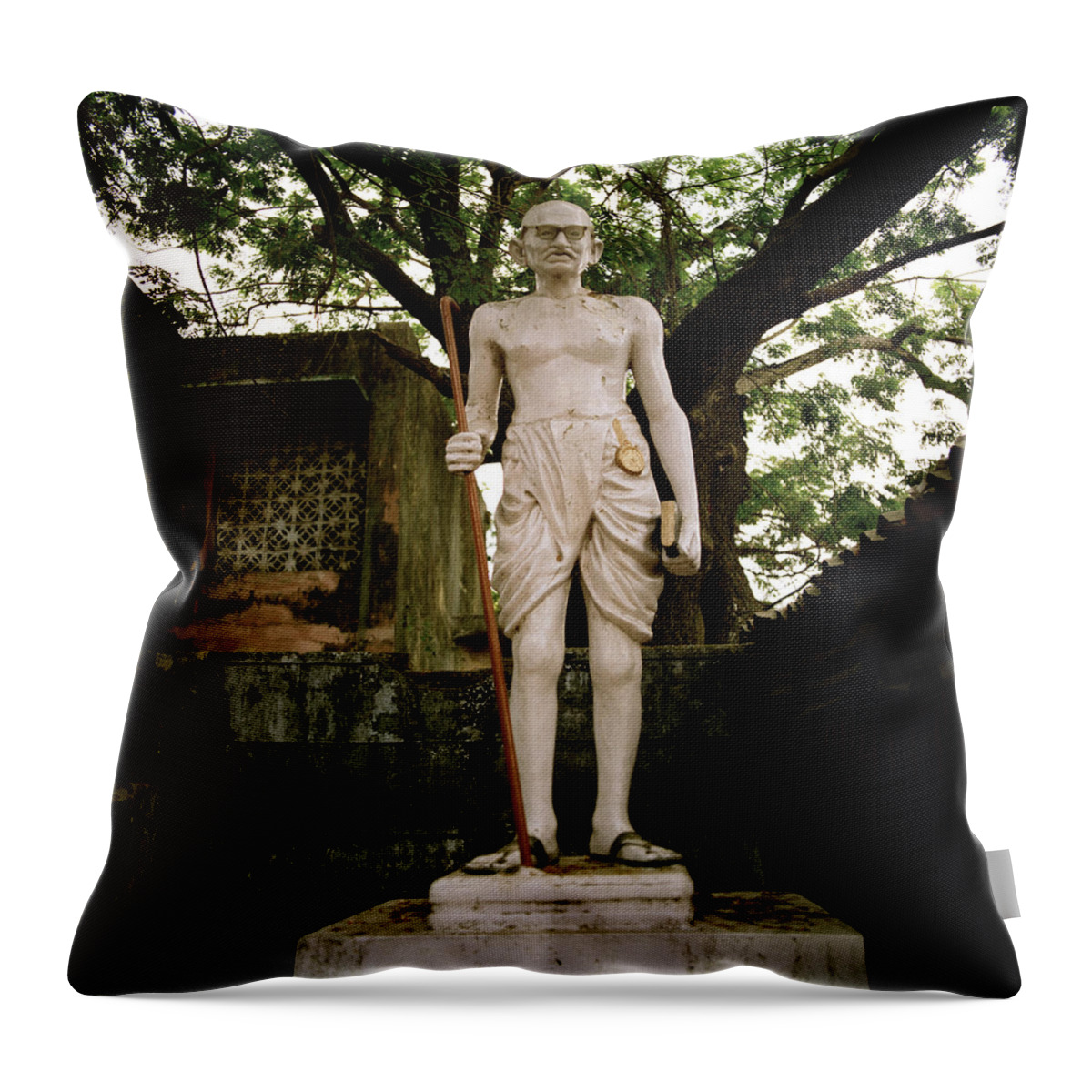 Humility Throw Pillow featuring the photograph Mahatma Gandhi by Shaun Higson