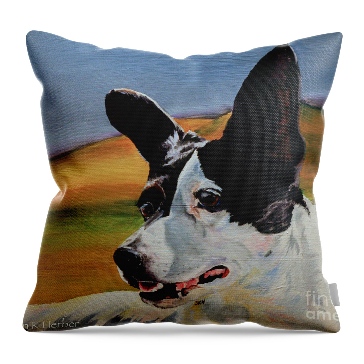 Dog Throw Pillow featuring the painting Mai Tai by Susan Herber