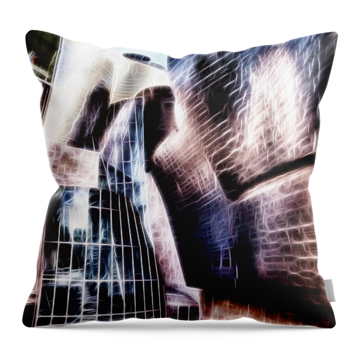 Guggenheim Throw Pillow featuring the photograph Main Entrance of Guggenheim Bilbao Museum in the Basque Country Fractal by Weston Westmoreland