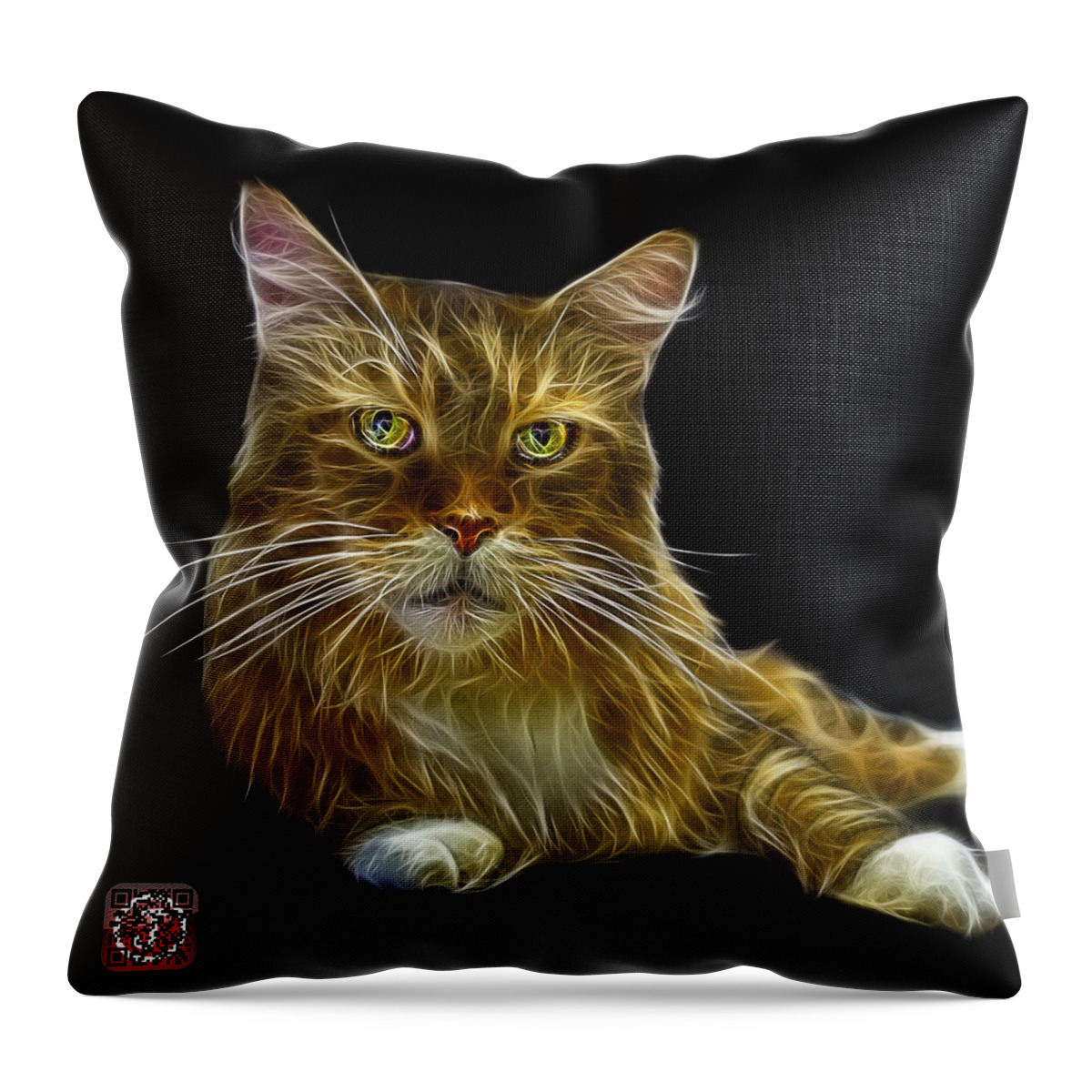 Cat Throw Pillow featuring the painting Maine Coon Cat - 3926 - BB by James Ahn