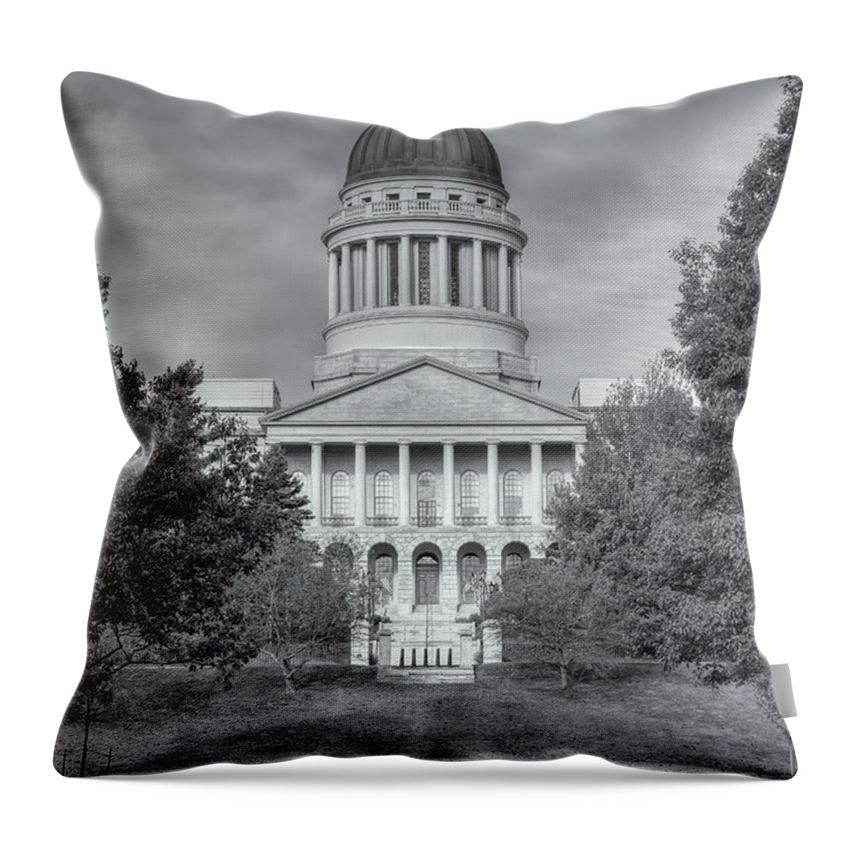 Clarence Holmes Throw Pillow featuring the photograph Maine State House II by Clarence Holmes