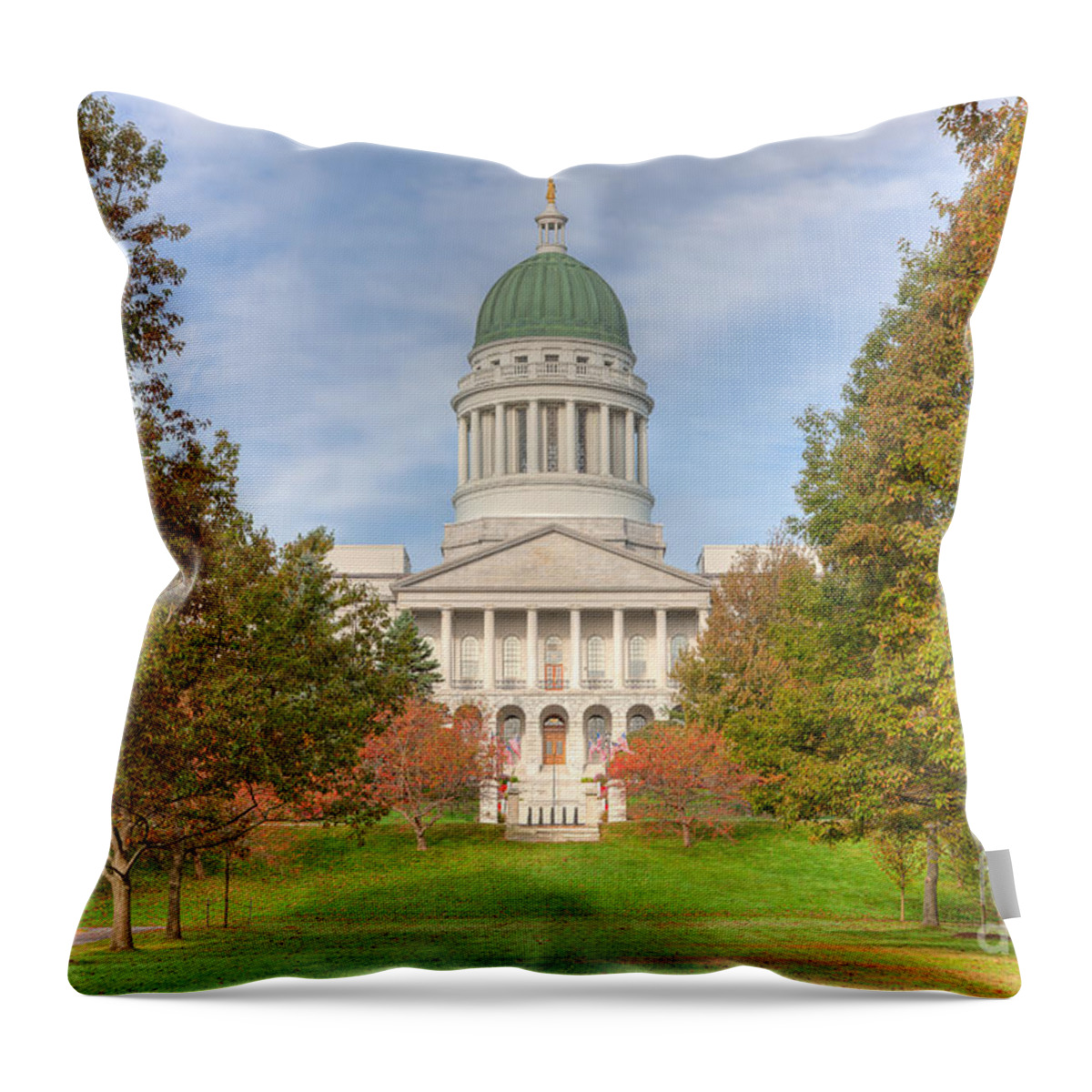 Clarence Holmes Throw Pillow featuring the photograph Maine State House III by Clarence Holmes
