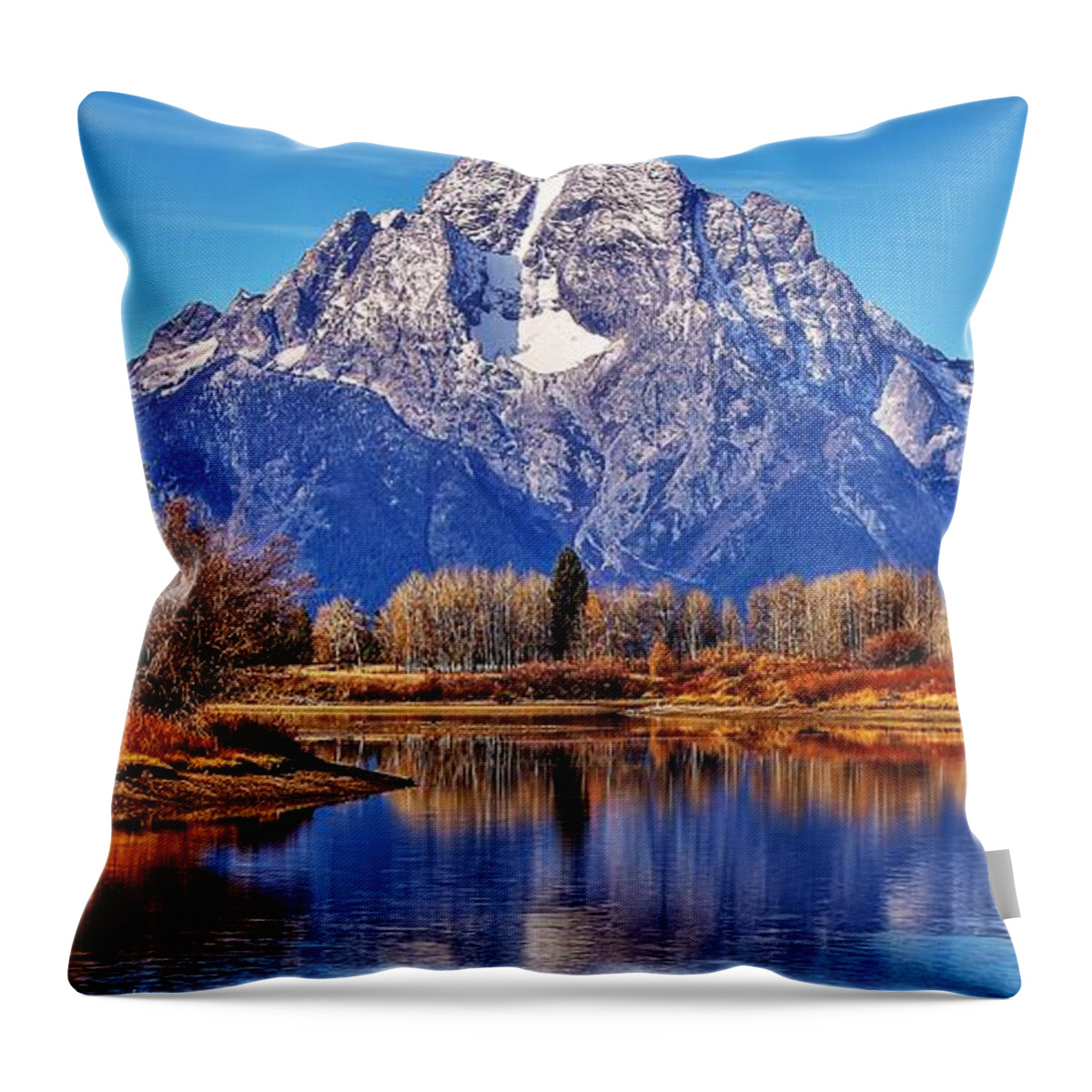 Grand Tetons Throw Pillow featuring the photograph Majestic Moran by Benjamin Yeager