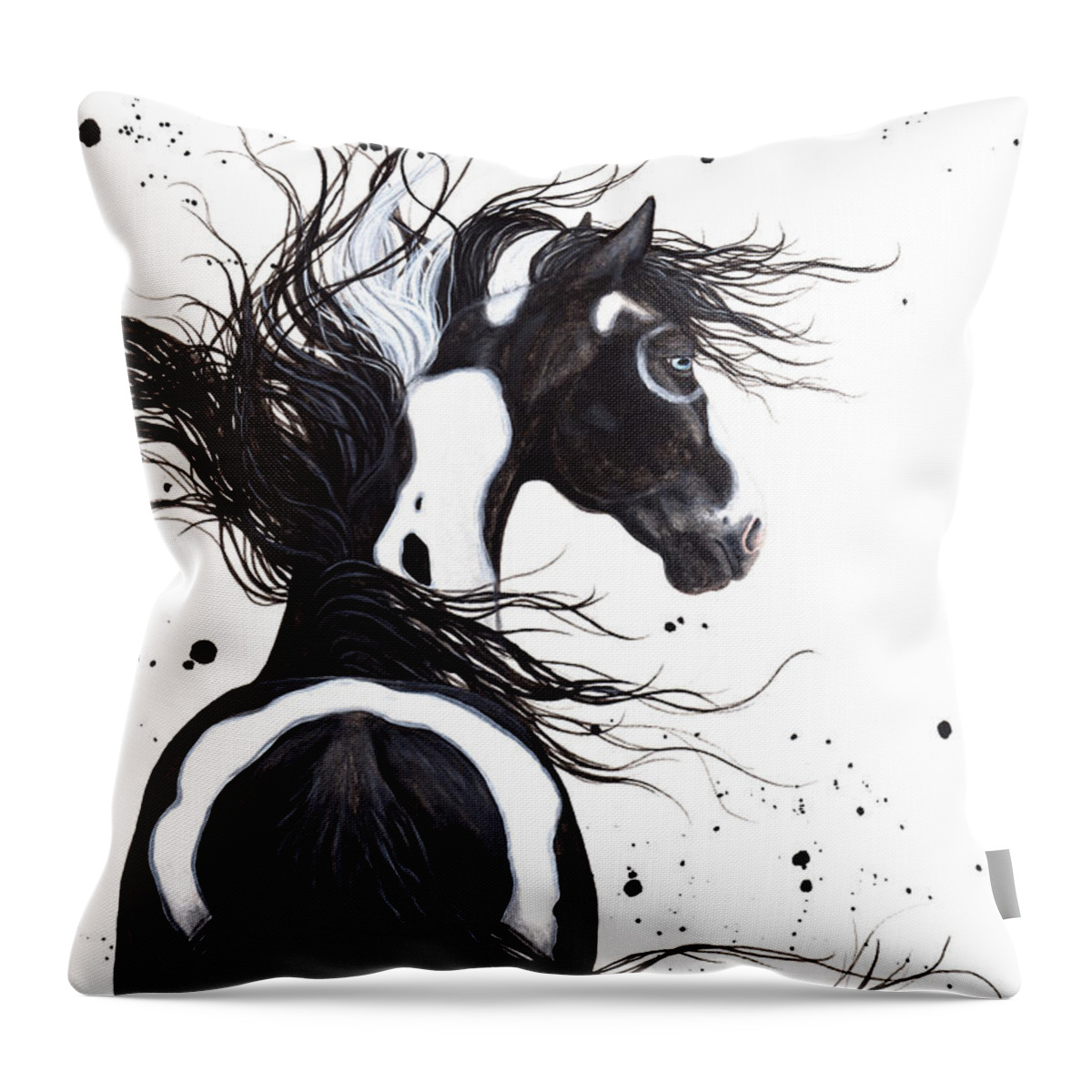 Pintom Paint Throw Pillow featuring the painting Majestic Pinto Horse by AmyLyn Bihrle