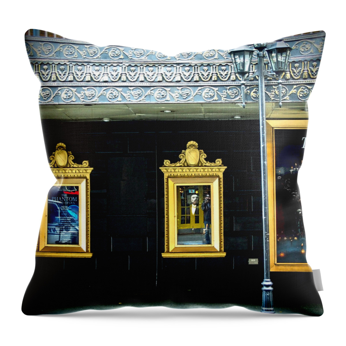 Broadway Throw Pillow featuring the photograph Majestic Theatre Lightpost by James Aiken