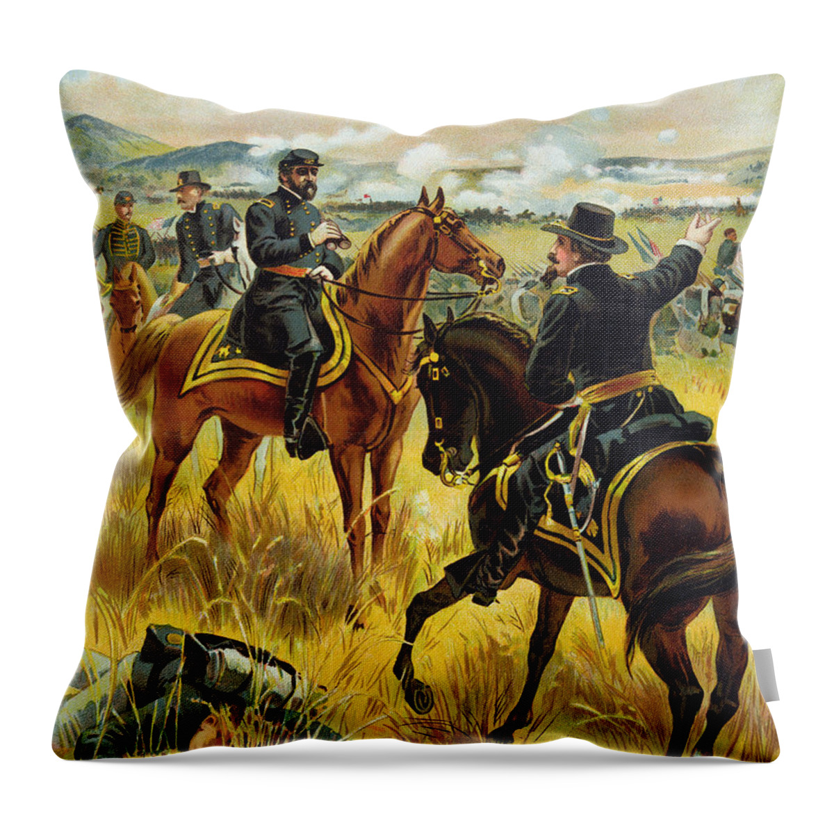 Male Throw Pillow featuring the painting Major General George Meade at the Battle of Gettysburg by Henry Alexander Ogden