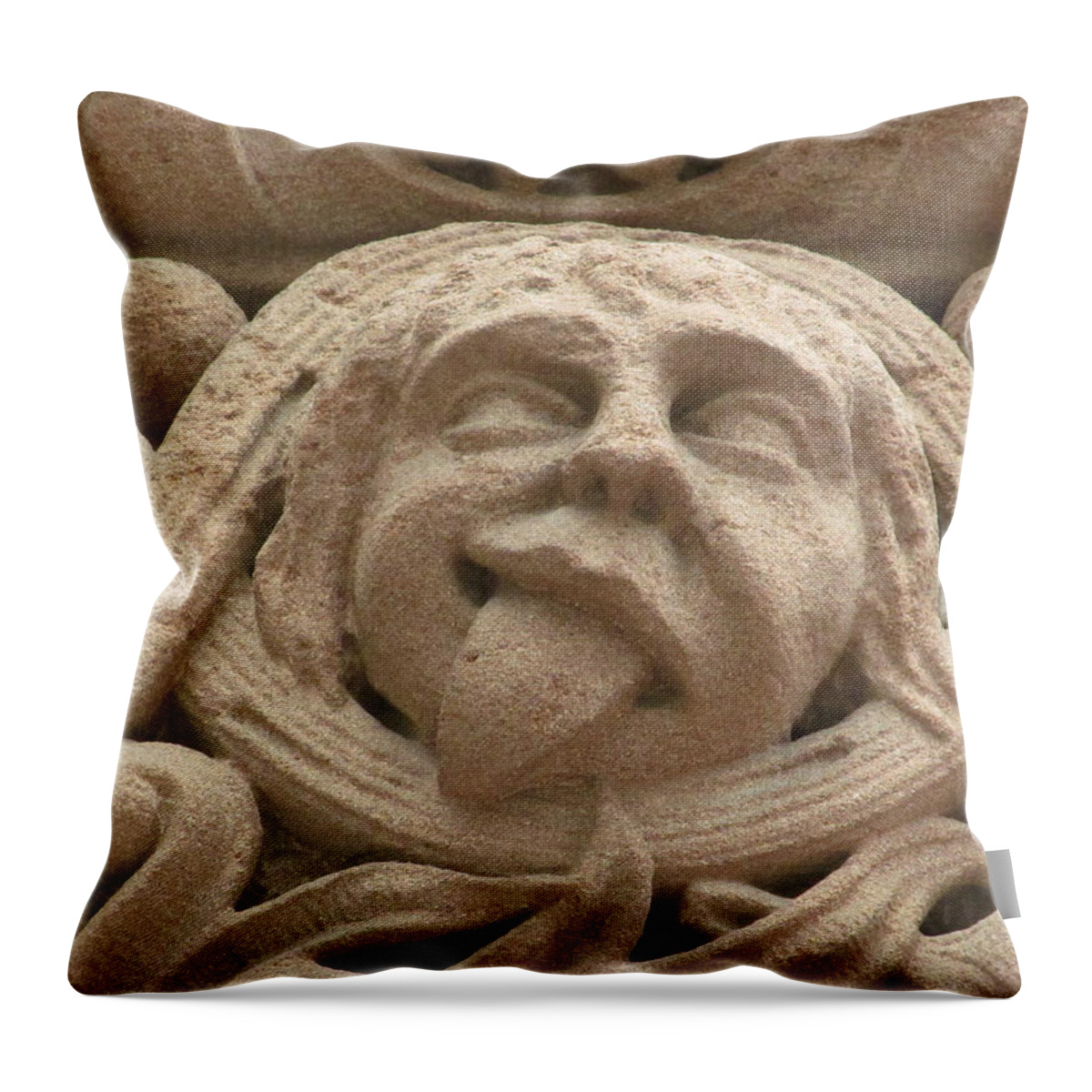 Stone Carving Throw Pillow featuring the photograph Make A Face by Alfred Ng