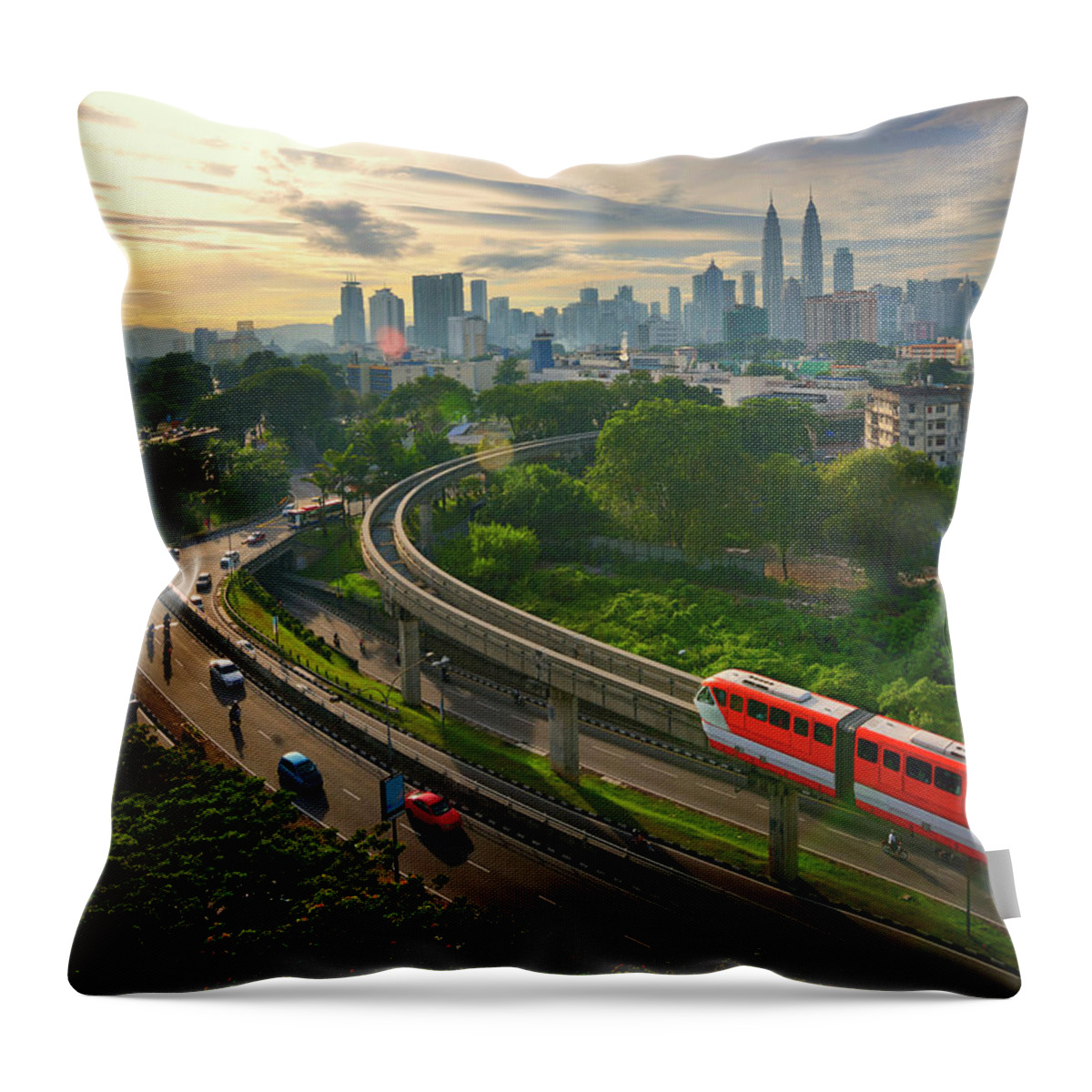 Train Throw Pillow featuring the photograph Malaysia - Kuala Lumpur City by By Toonman