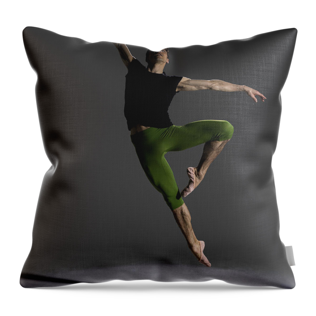 Ballet Dancer Throw Pillow featuring the photograph Male Ballet Dancer Jumping In Passé by Nisian Hughes