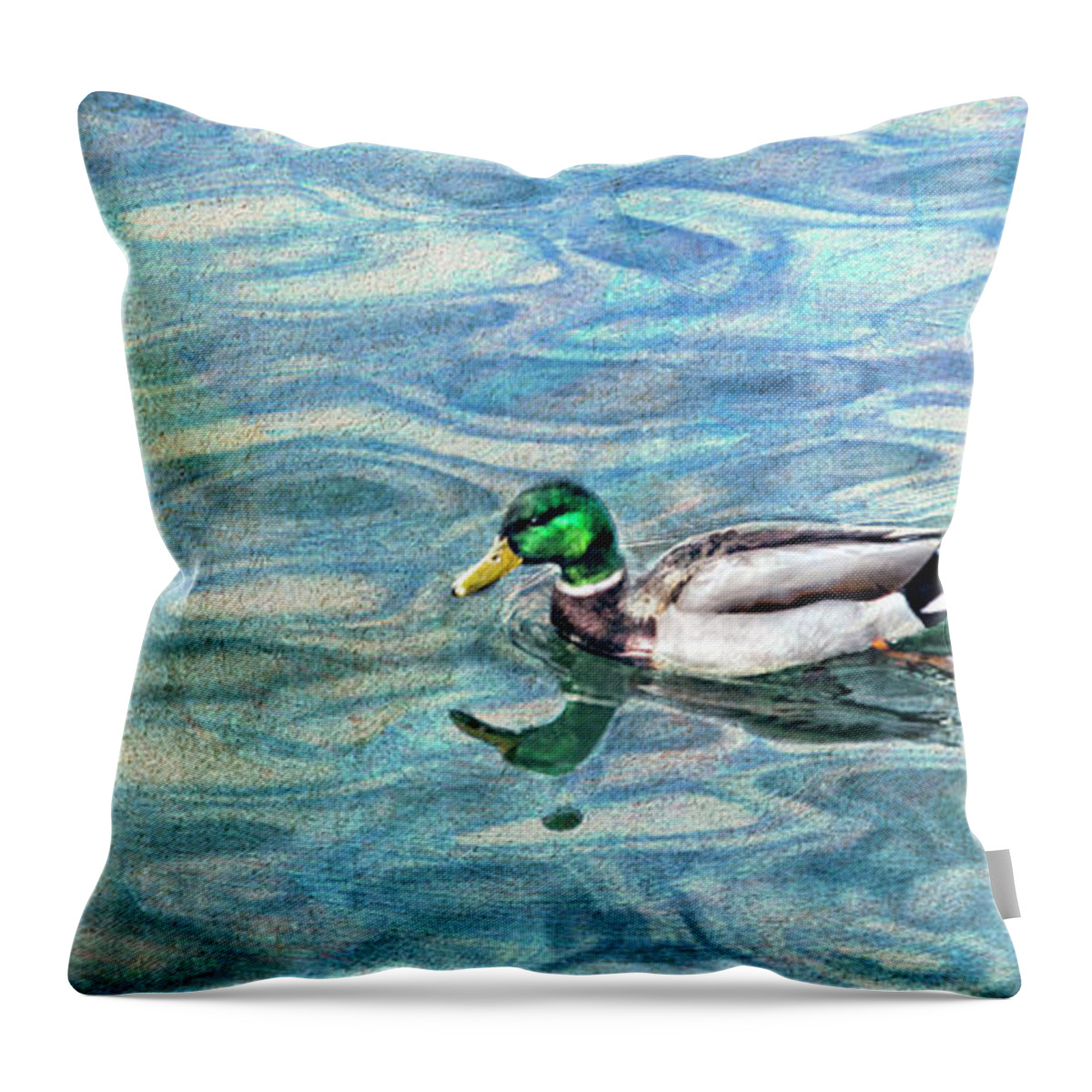 Panoramic Throw Pillow featuring the photograph Mallard Duck by Lynne Daley