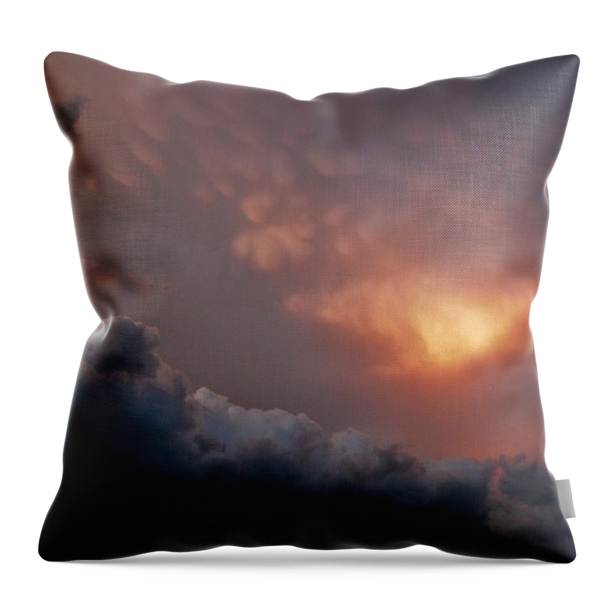 Texas Throw Pillow featuring the photograph Mammatus at Sunset by Ed Sweeney