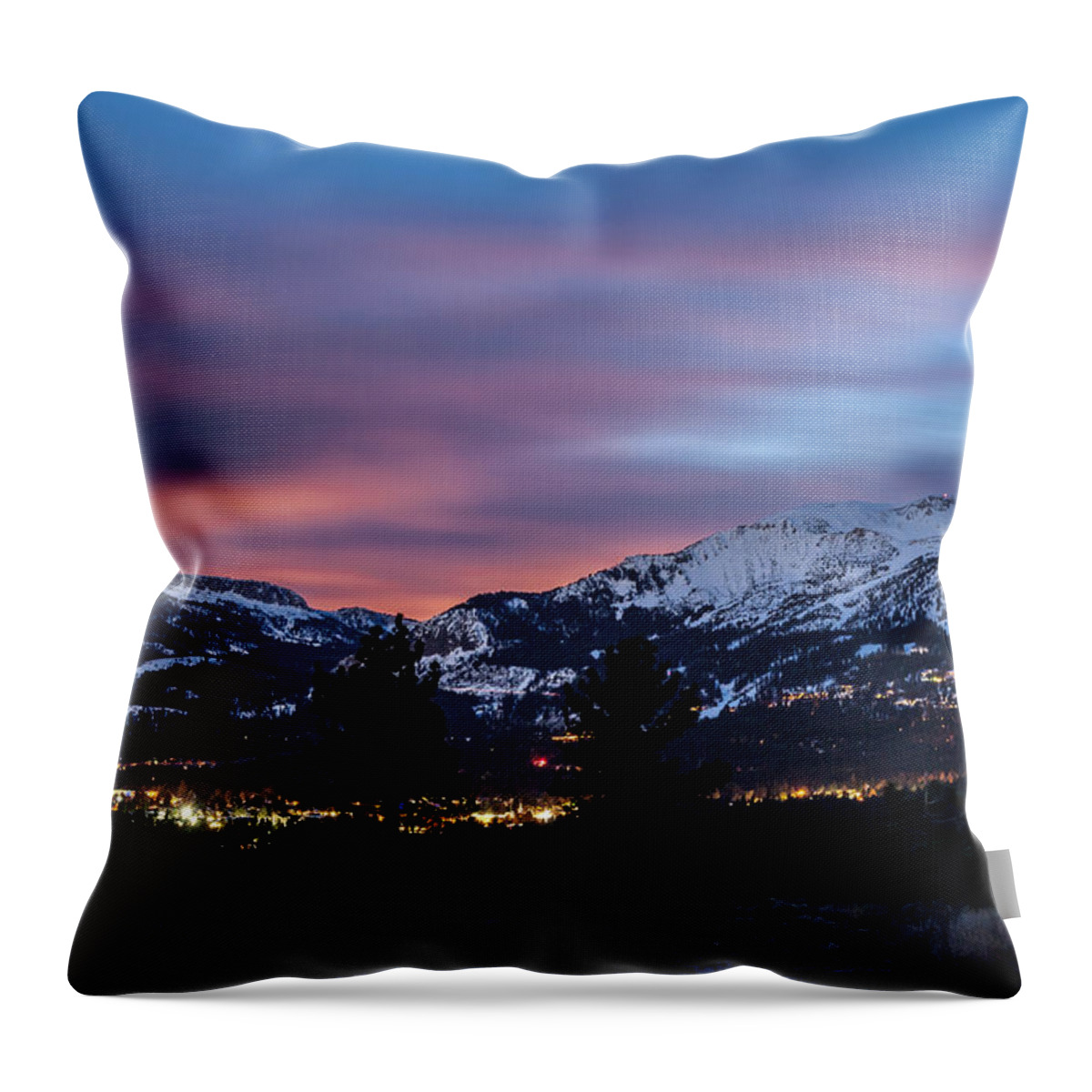 Sunset Throw Pillow featuring the photograph Mammoth at Night by Cat Connor