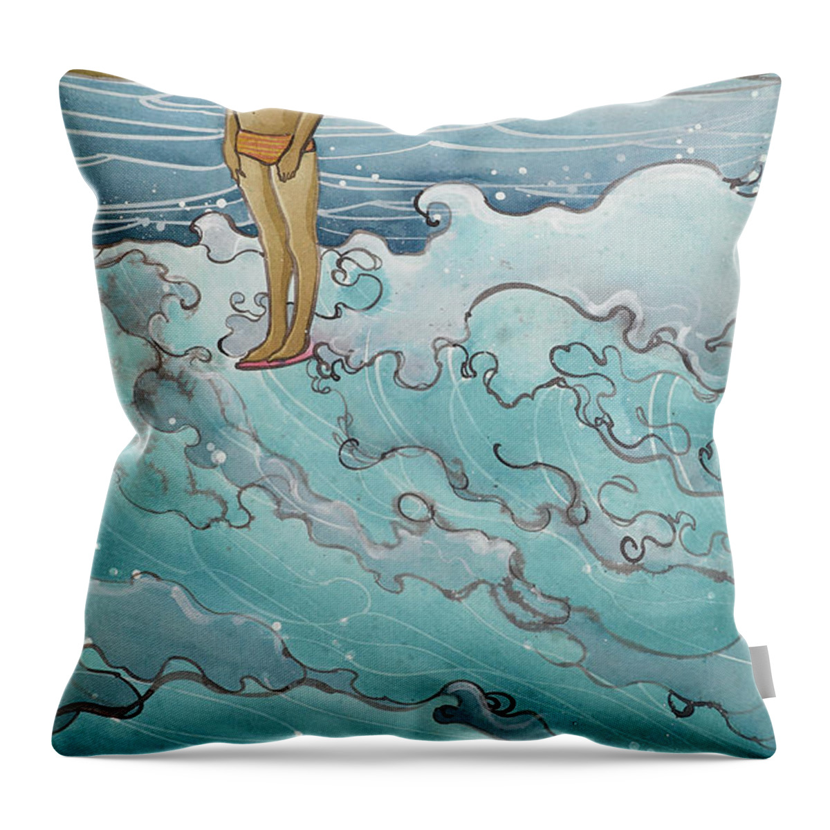 Fine Art Throw Pillow featuring the painting Man on Edge by Harry Holiday