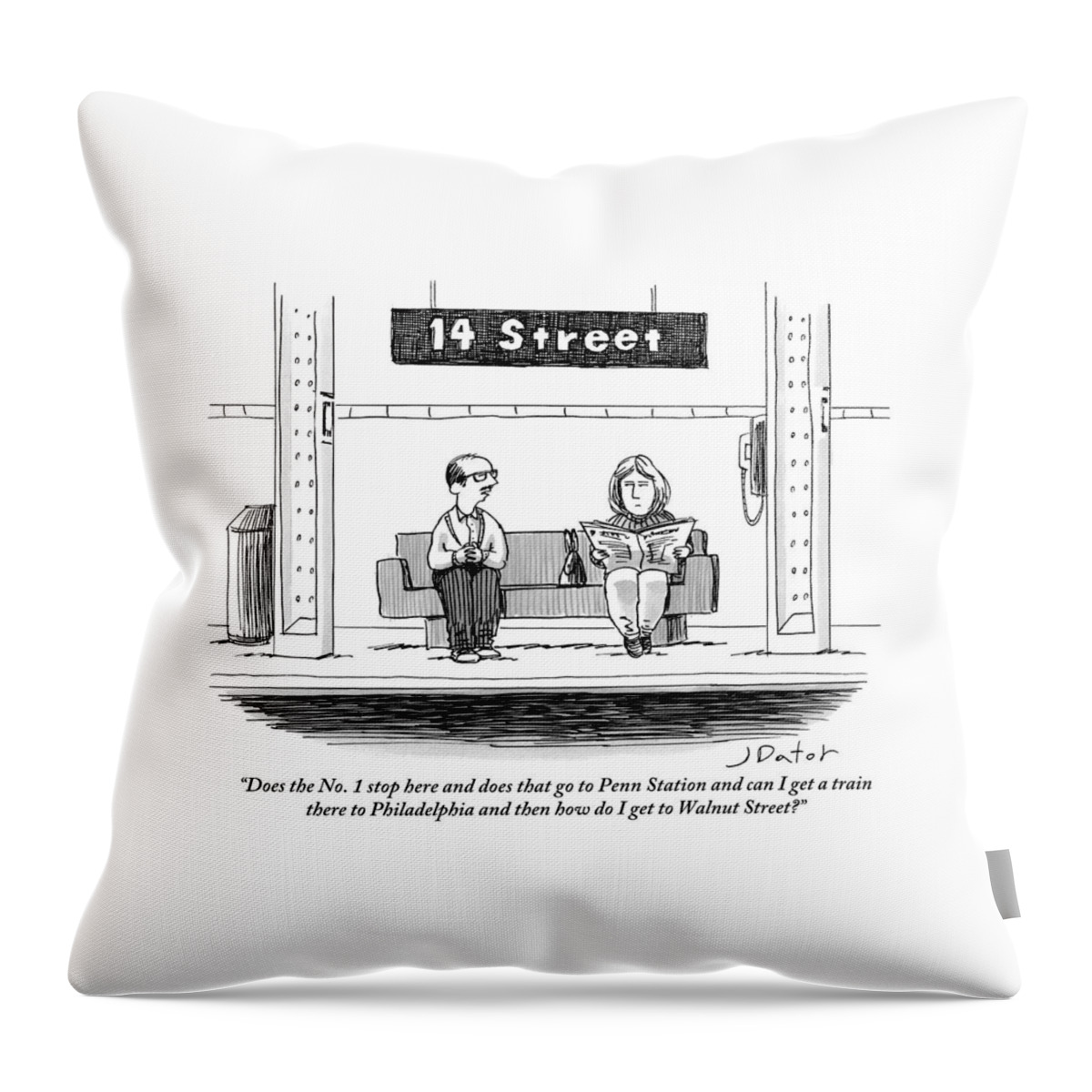 Man Pestering A Woman Who Is Sitting Next Throw Pillow
