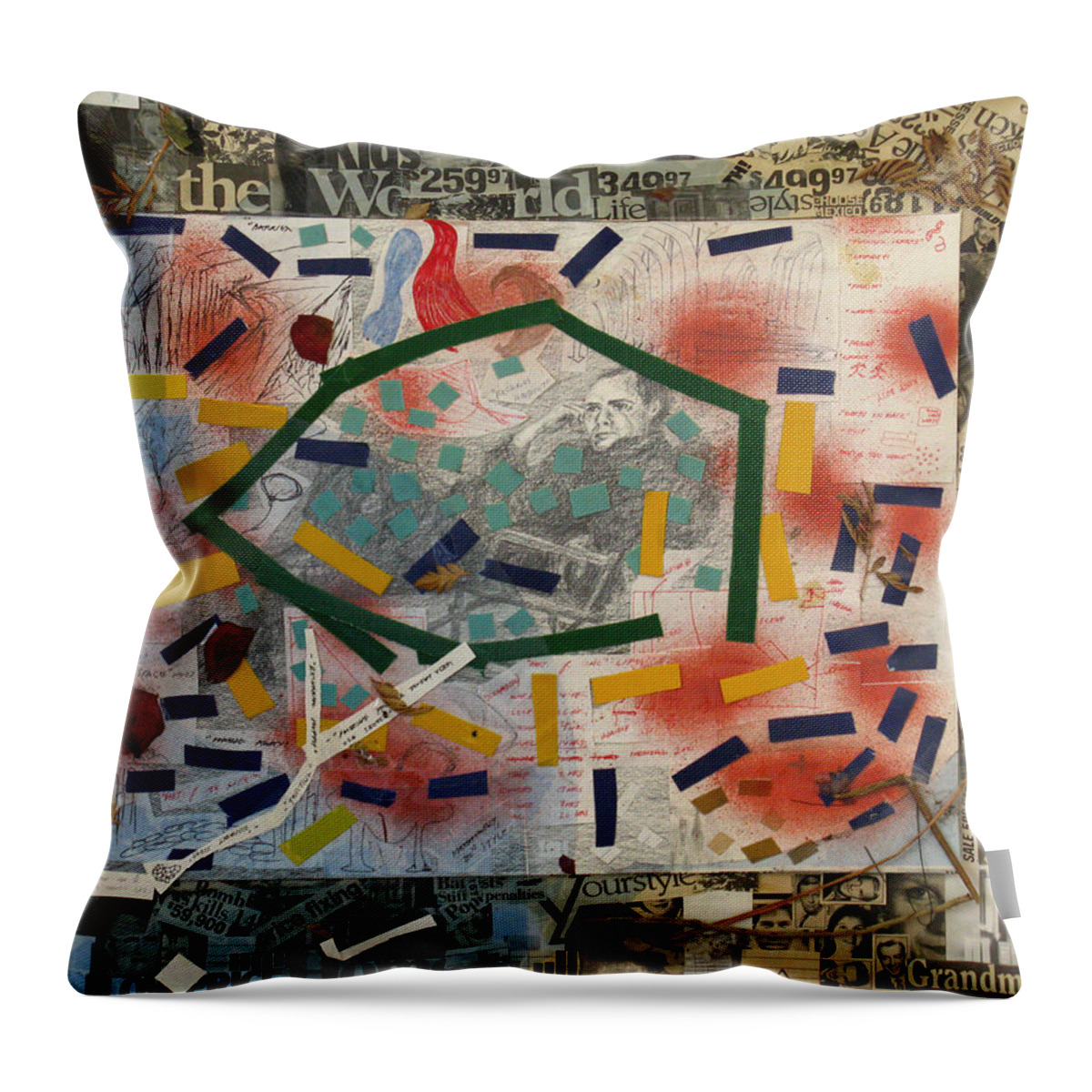 People Throw Pillow featuring the mixed media Man Watching Television by Michael Anthony Edwards