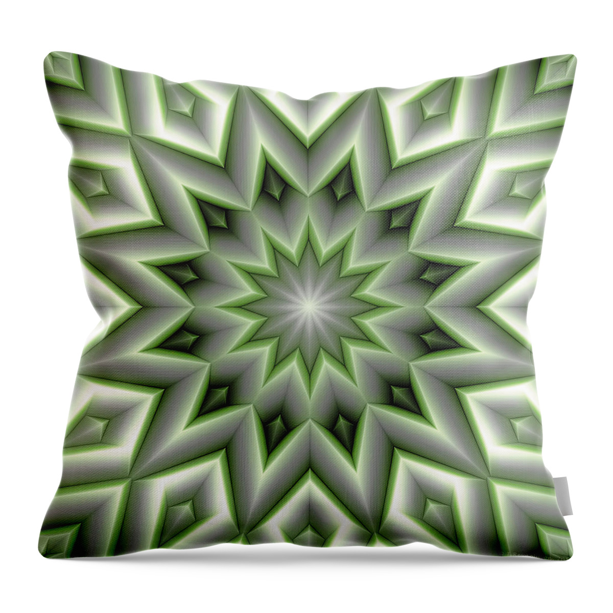 Abstract Throw Pillow featuring the digital art Mandala 107 Green by Terry Reynoldson
