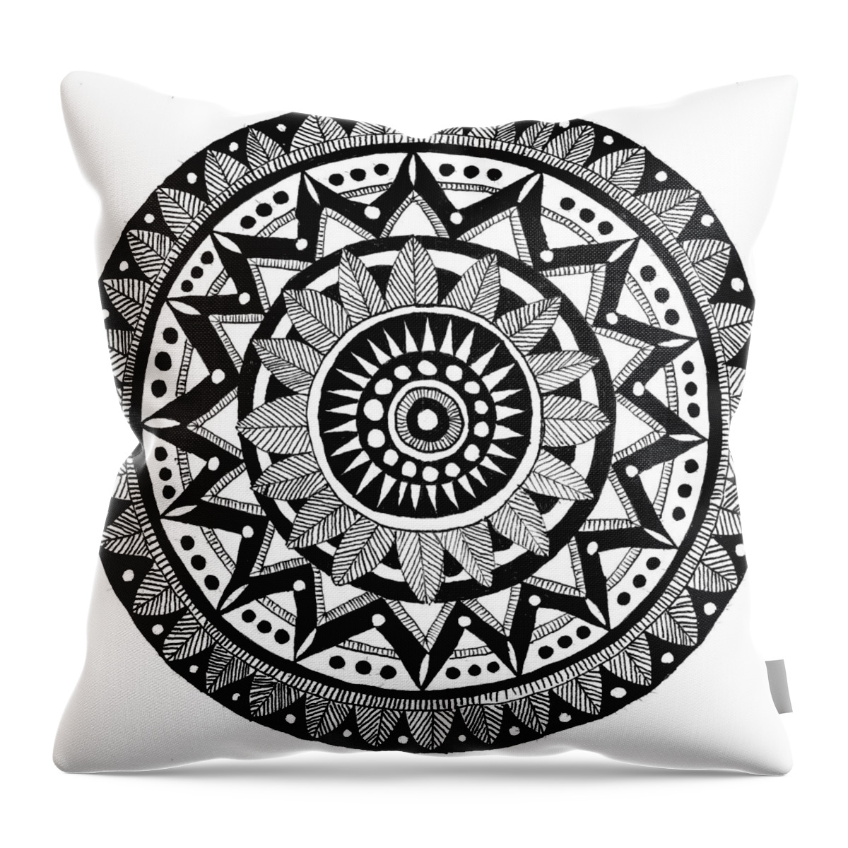 Mandala Throw Pillow featuring the drawing Mandala by Petra Stephens