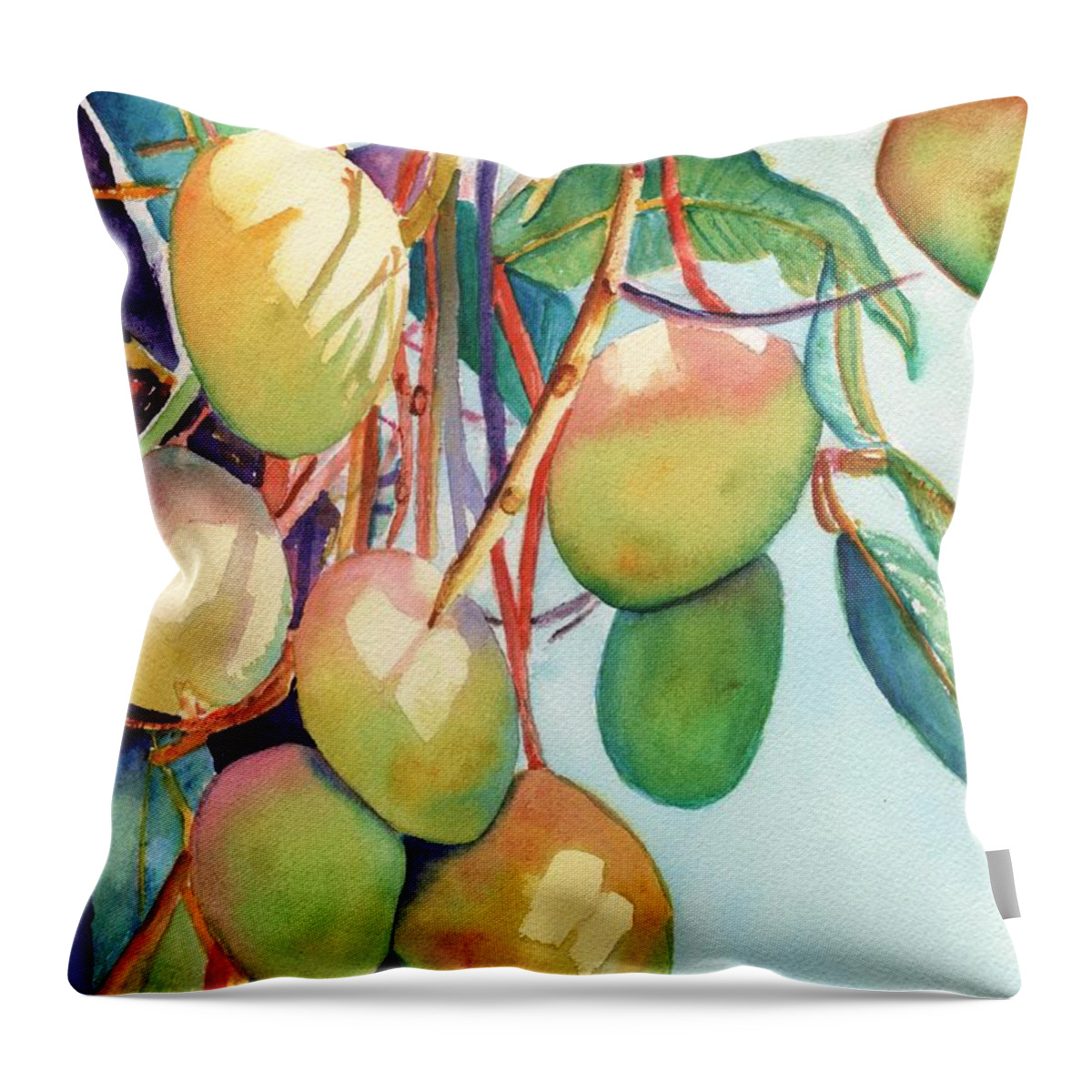 Mango Throw Pillow featuring the painting Mangoes by Marionette Taboniar