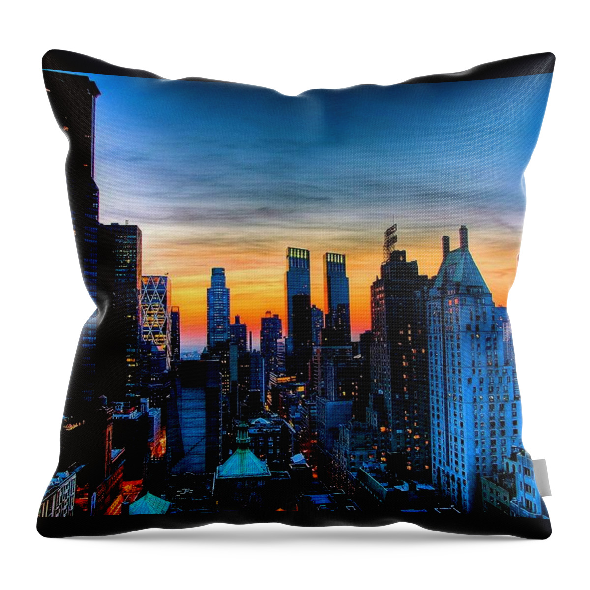 New York Prints Throw Pillow featuring the photograph Manhattan at Sunset by Monique Wegmueller