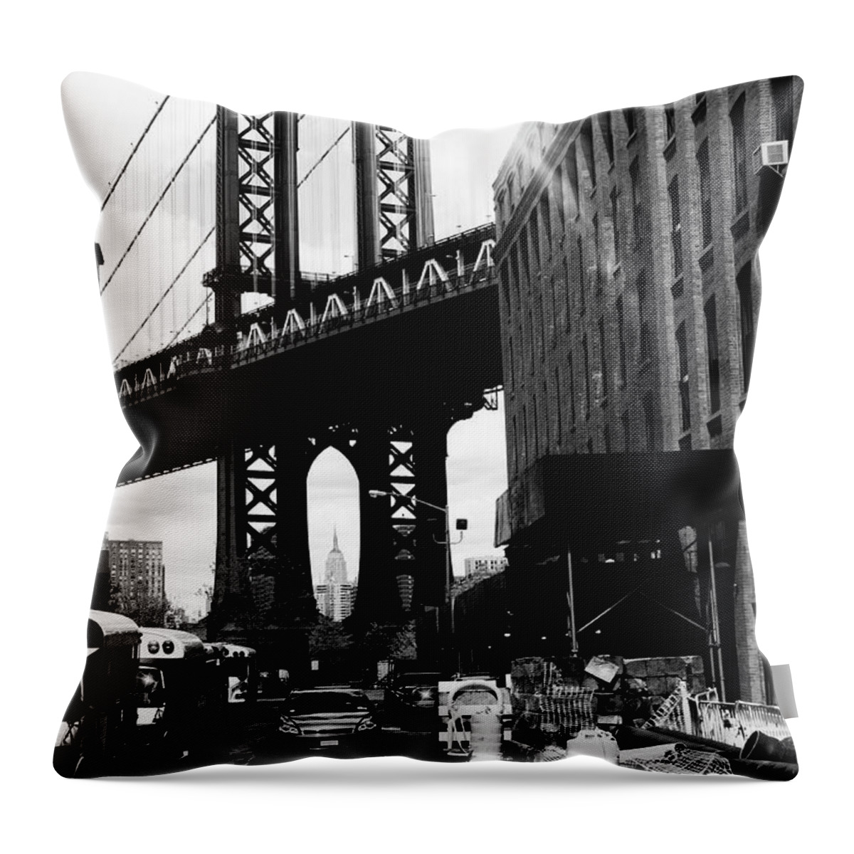 Built Structure Throw Pillow featuring the photograph Manhattan Bridge,nyc by Lisa-blue