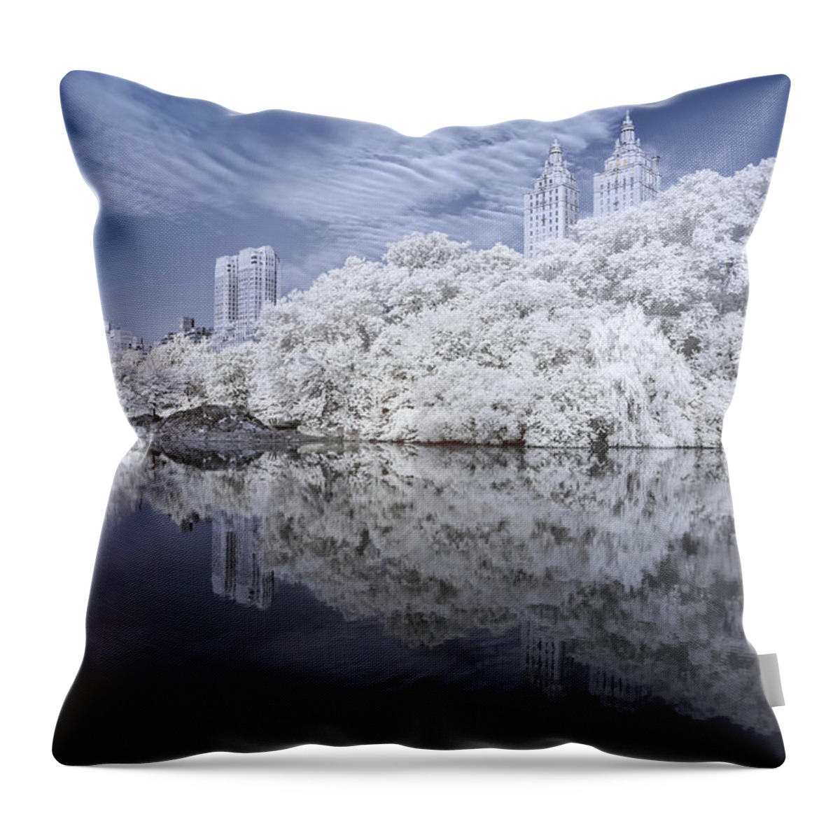 Scenics Throw Pillow featuring the photograph Manhattan Skyline Infrared by Leembe